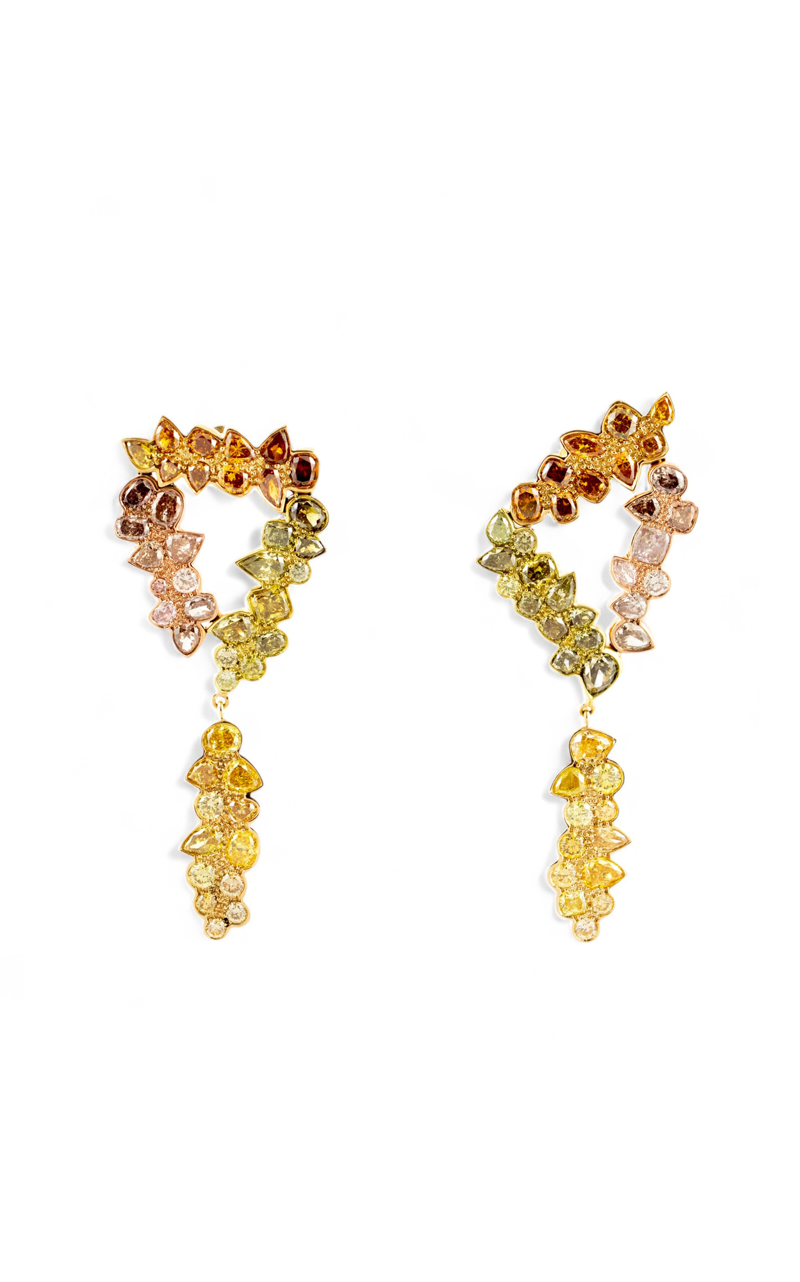 18k Gold Mosaico Fancy Color Daimond Earrings