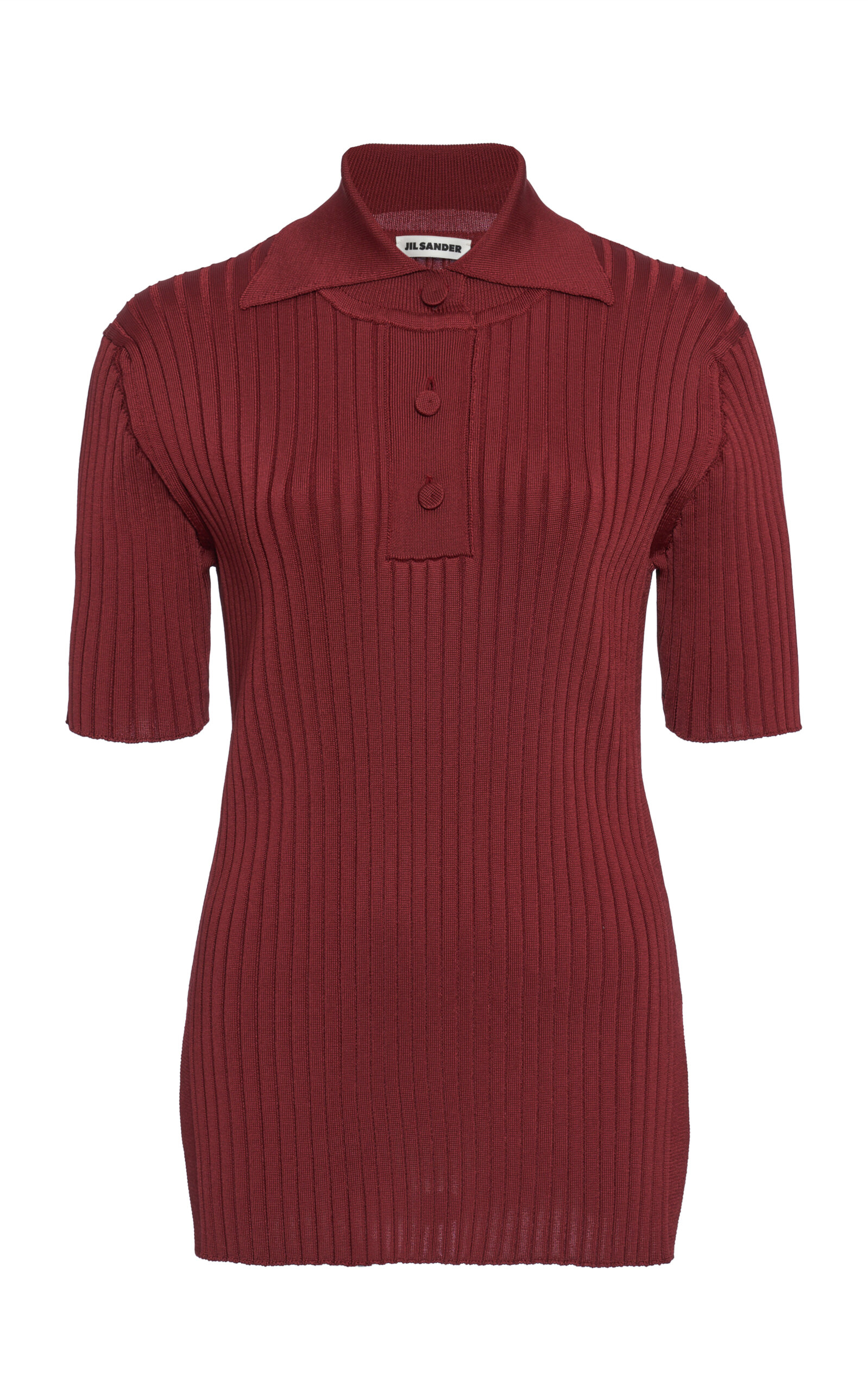 Shop Jil Sander Ribbed-knit Polo Top In Red