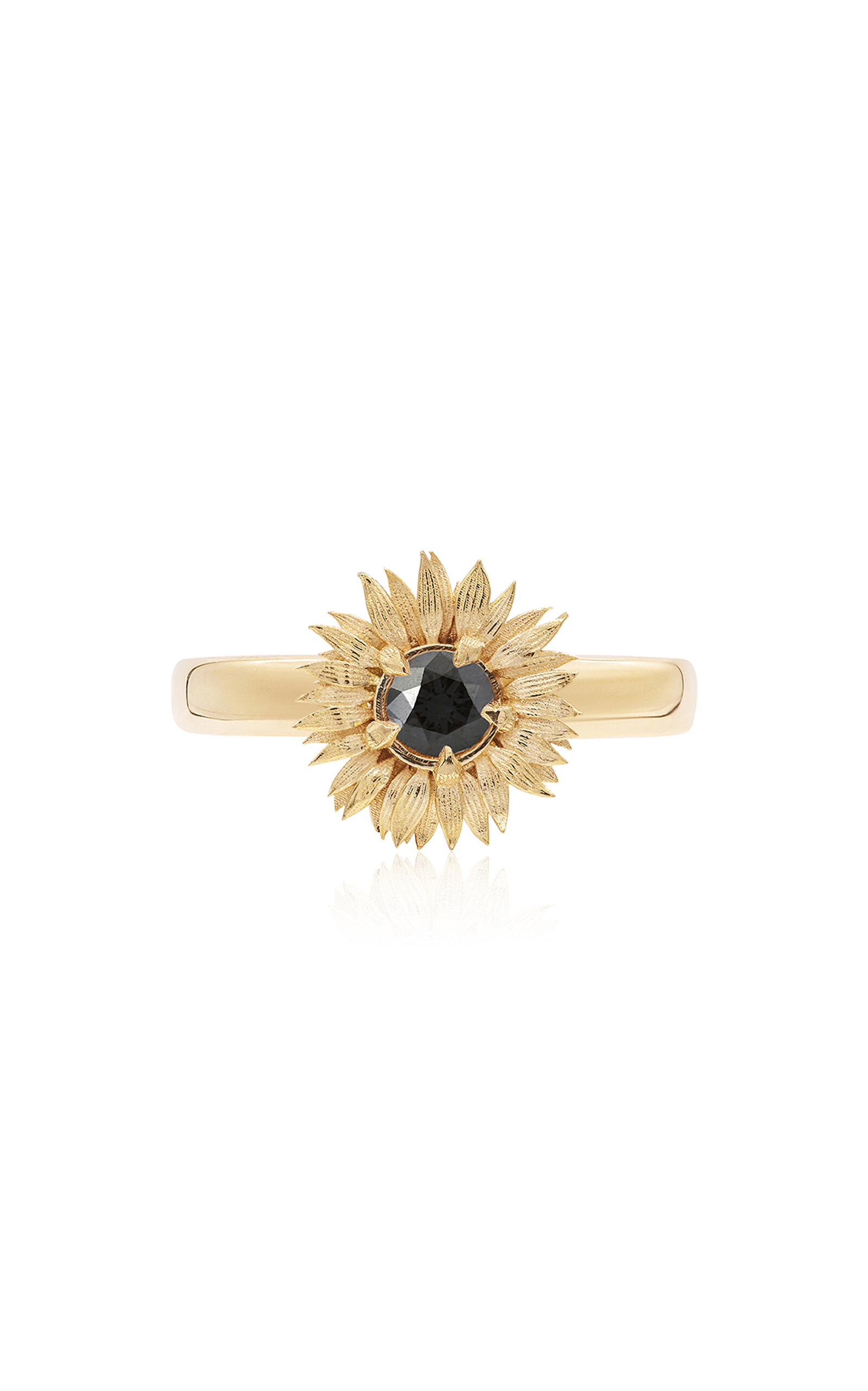 Maxi Flora 14K Yellow Gold Black Diamond Ring