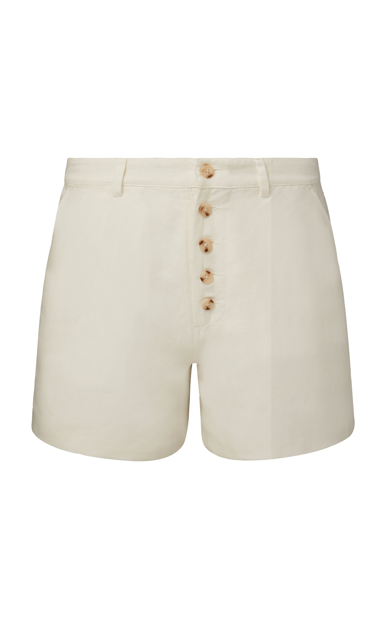 Onia Button-front Linen-blend Boyfriend Shorts In White