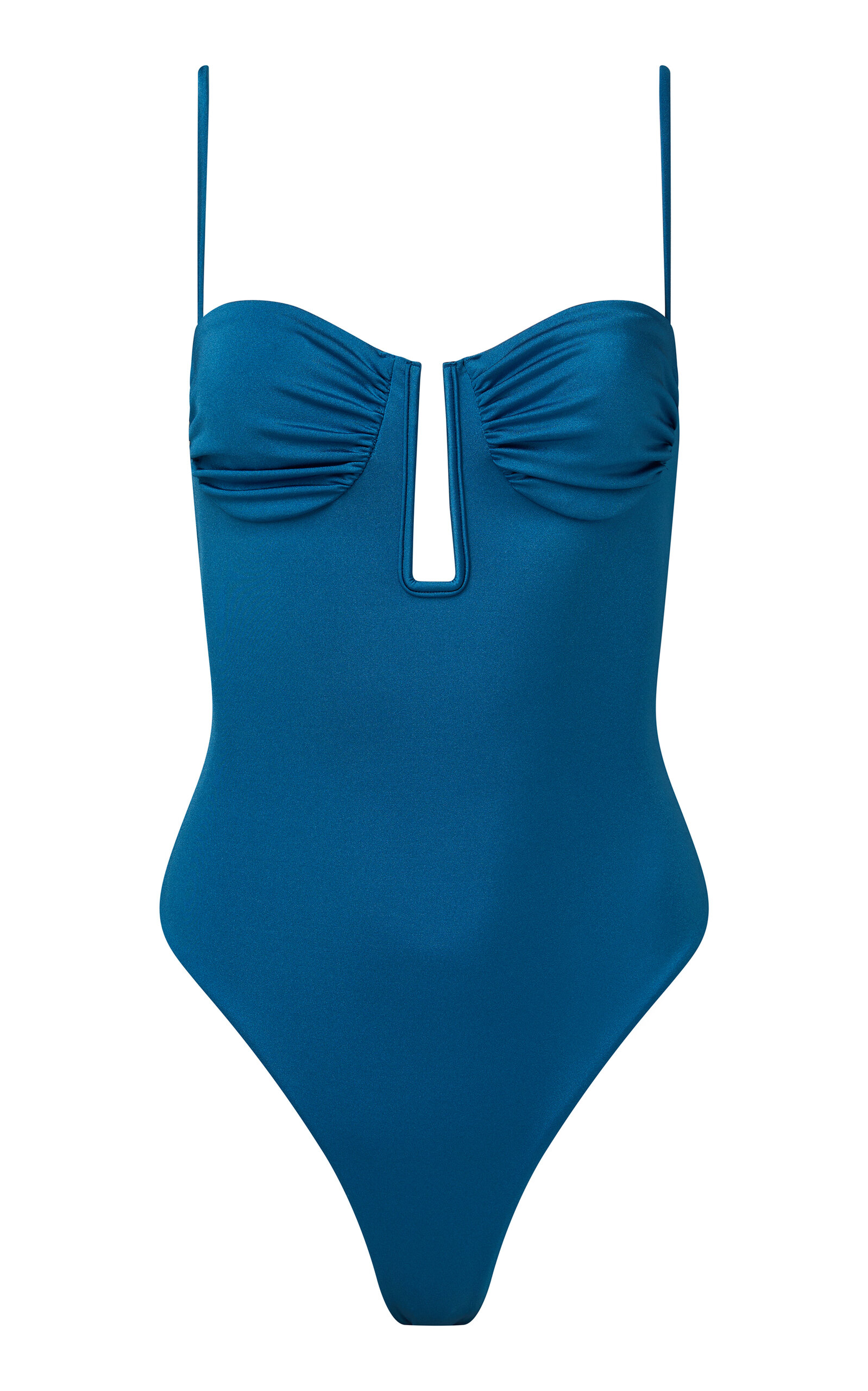 Shop Onia Giselle Ruched One-piece Swimsuit In Blue