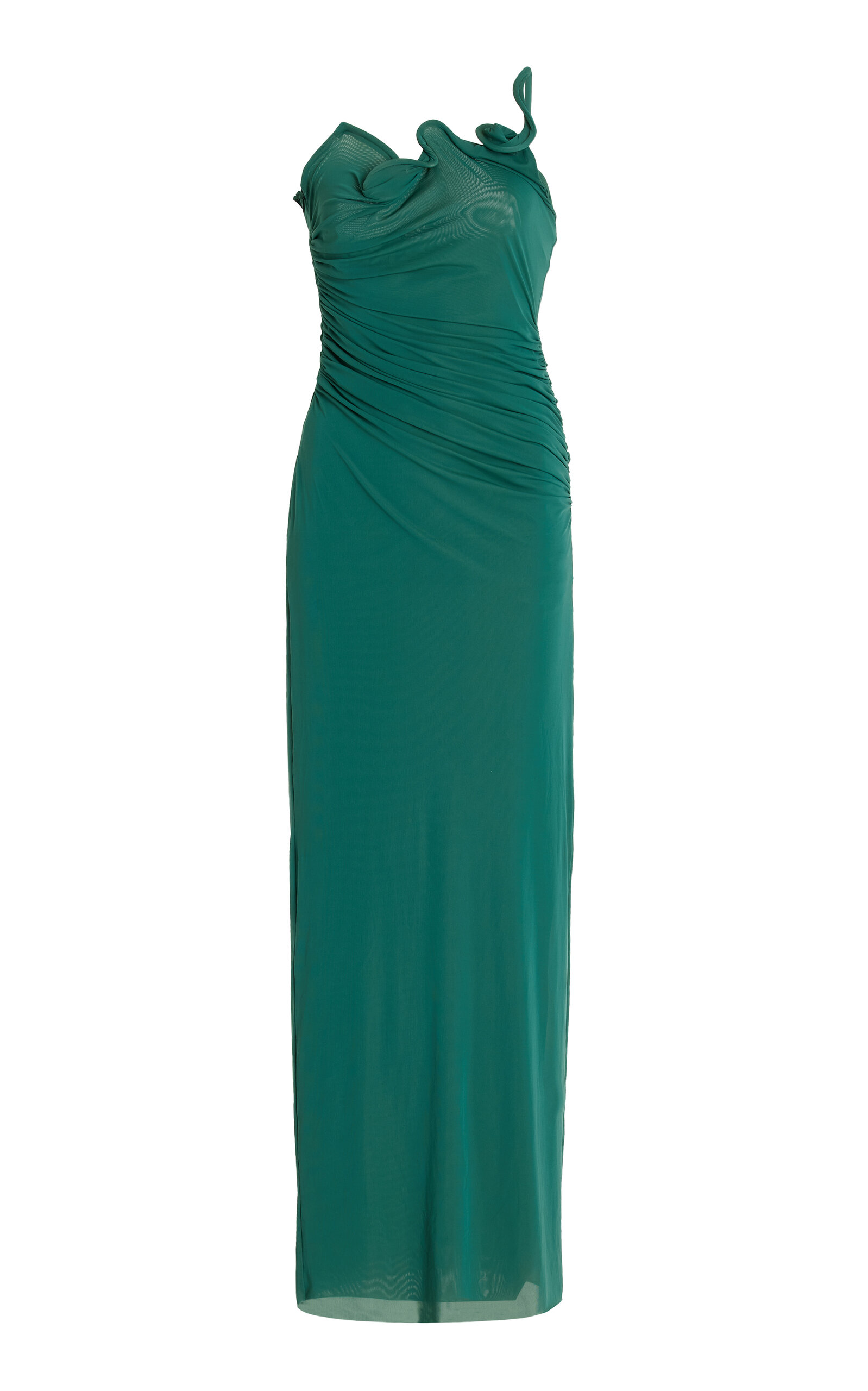 Shop Christopher Esber Venus Sculpted One-shoulder Maxi Dress In Green