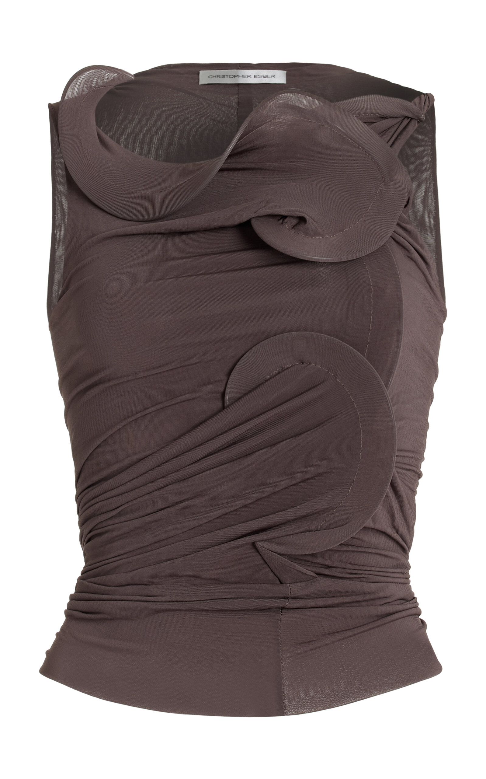 Shop Christopher Esber Torsion Coil Sculpted Knit Top In Taupe