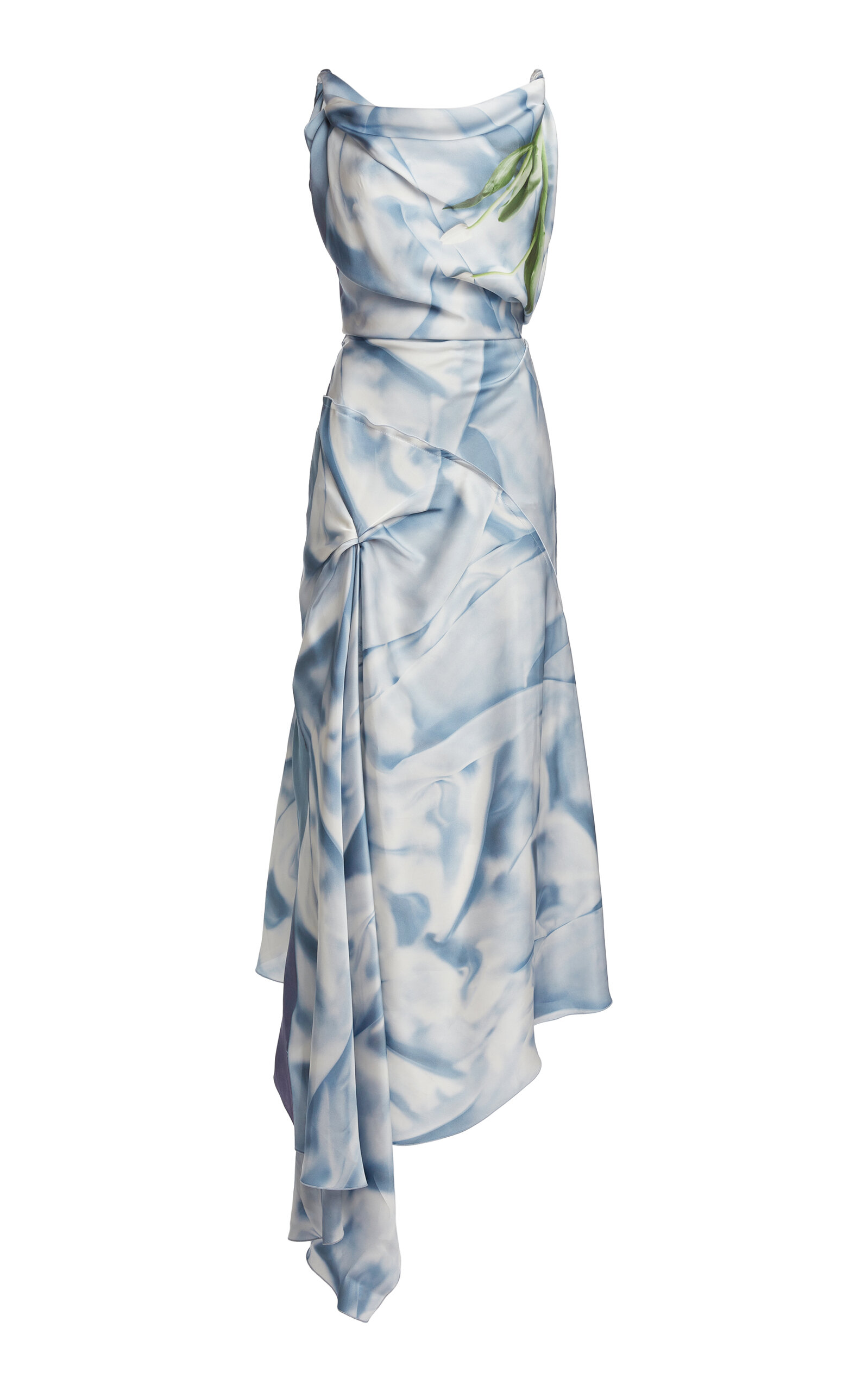 Shop Victoria Beckham Draped Printed Midi Dress