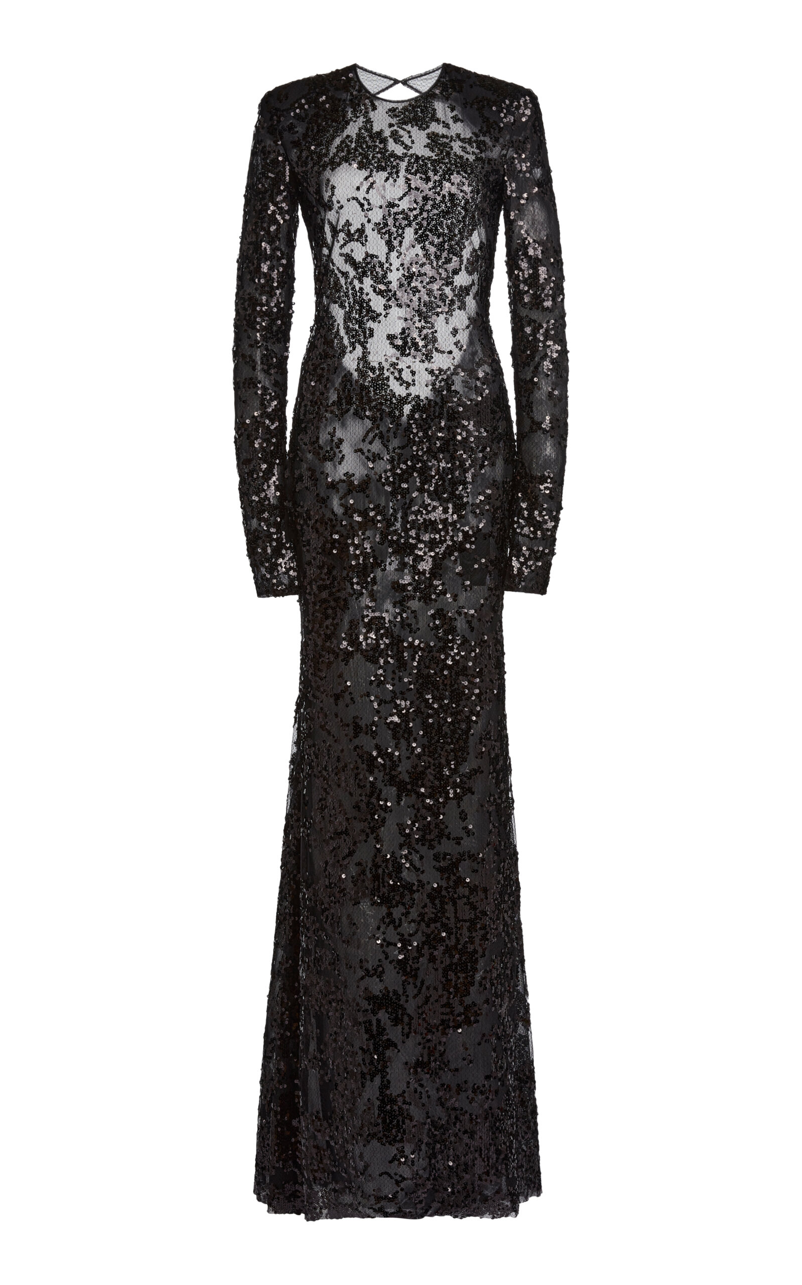 Shop Victoria Beckham Backless Sequin Gown In Black