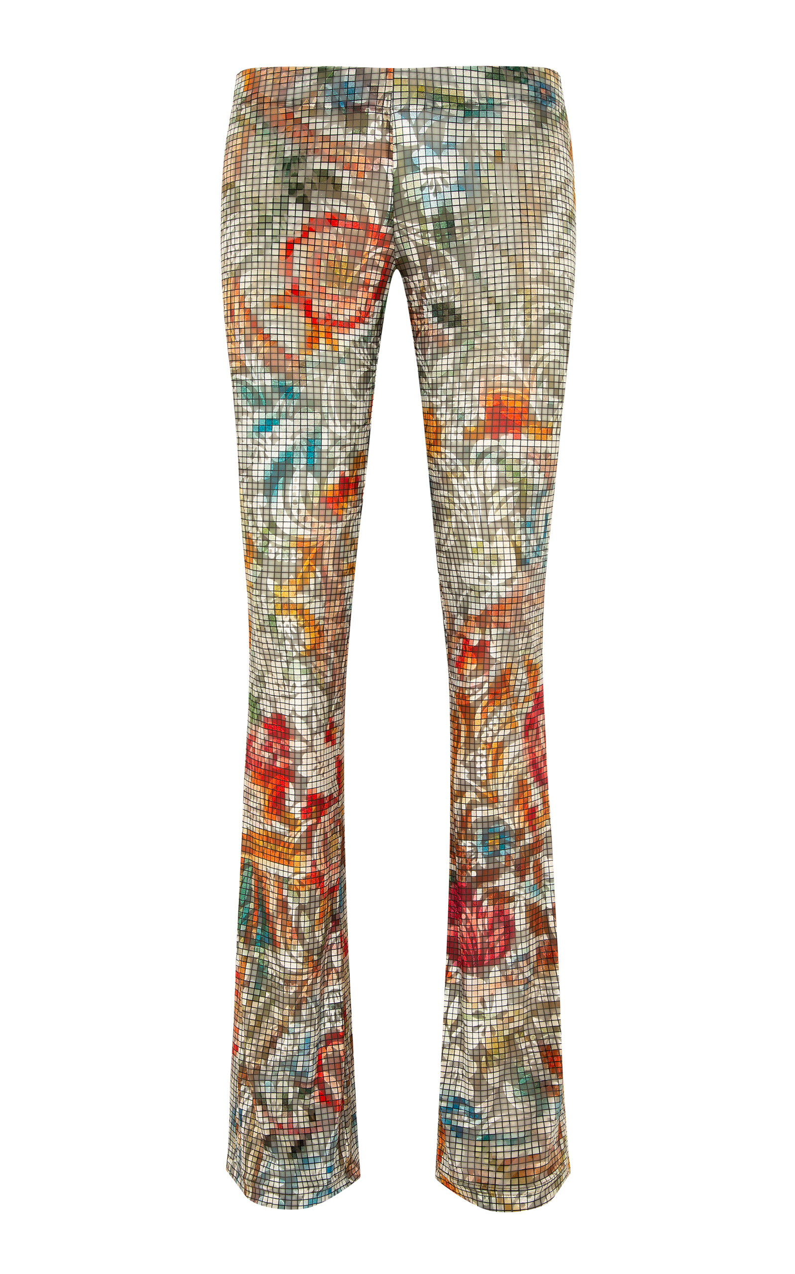 SIEDRÉS Flo Low-Rise Floral Devoré Flare Pants