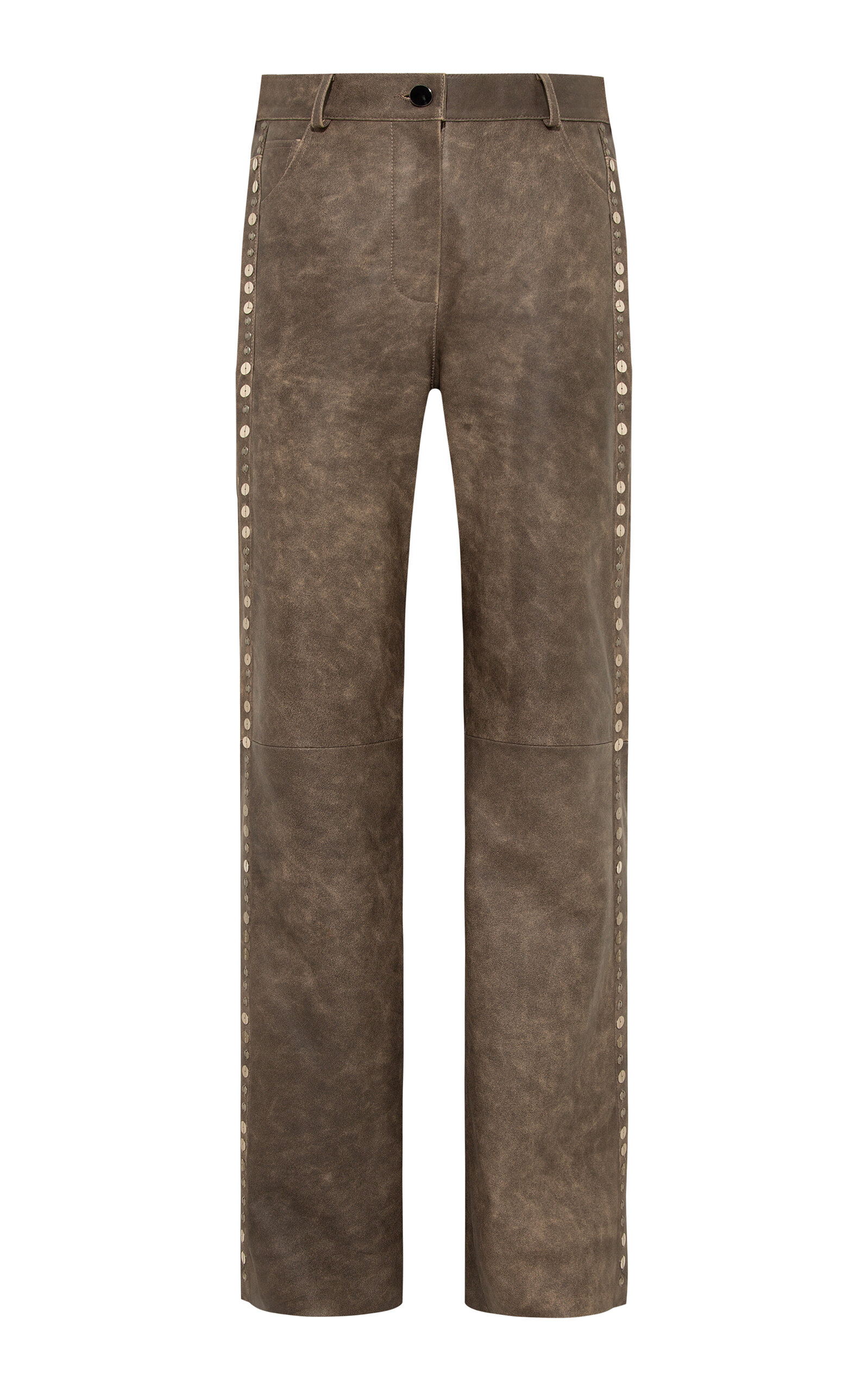 SIEDRÉS Renas Embellished Leather Flare Pants