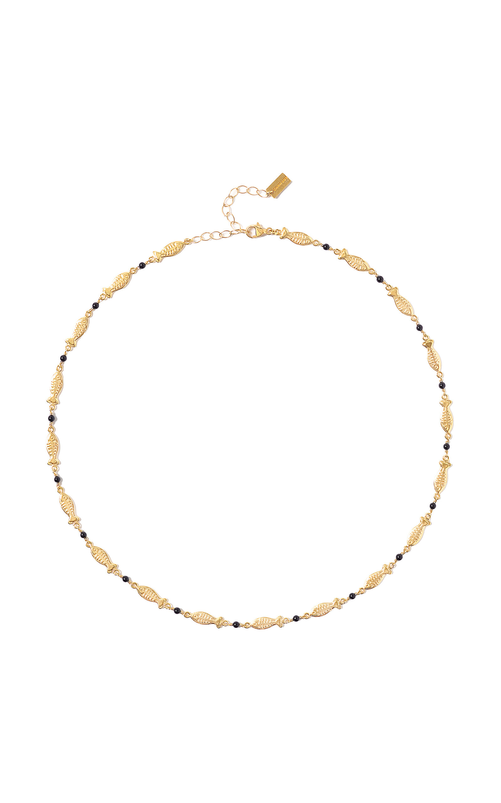 Exclusive Minnow 18K Gold Plated Onyx Necklace