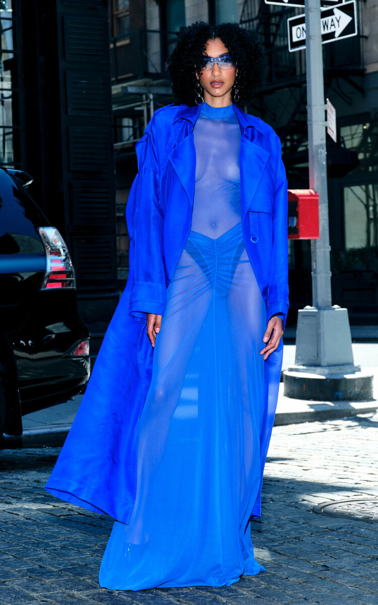 Lapointe Mesh Bodysuit In Blue