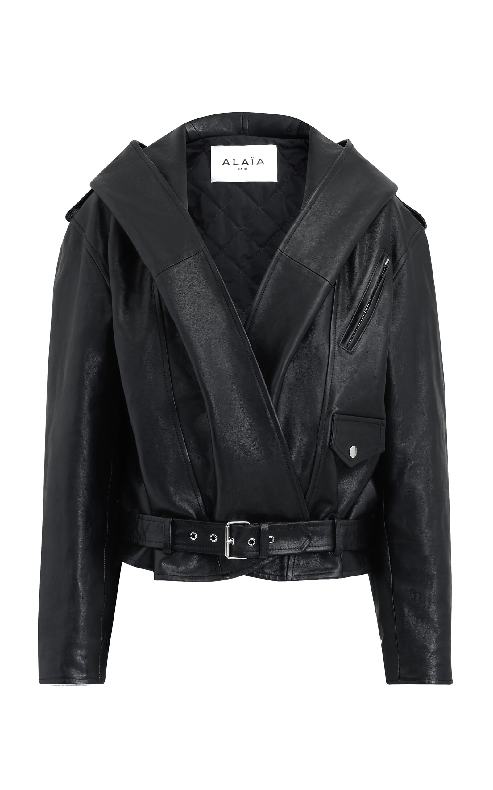 ALAÏA Hooded Leather Biker Jacket