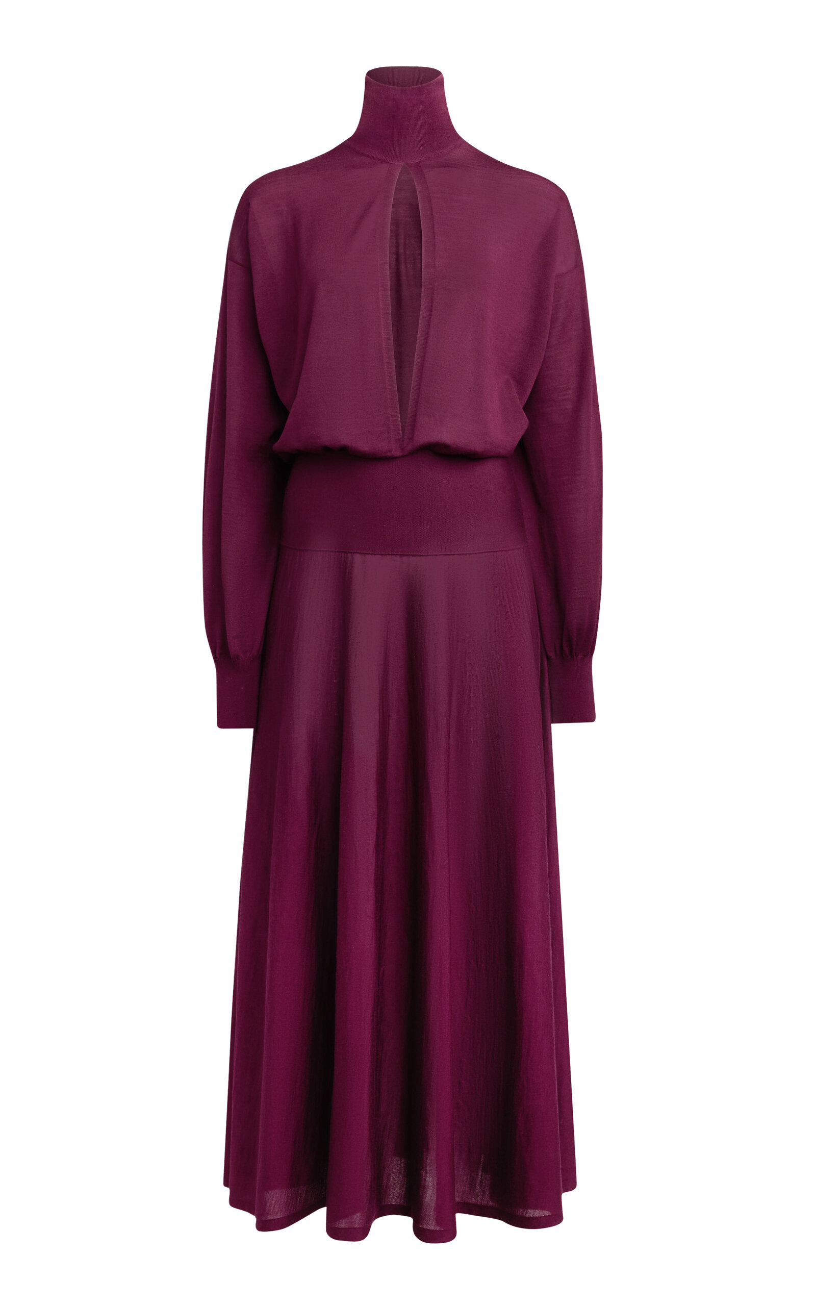 Alaïa Slit Wool Maxi Dress In Burgundy