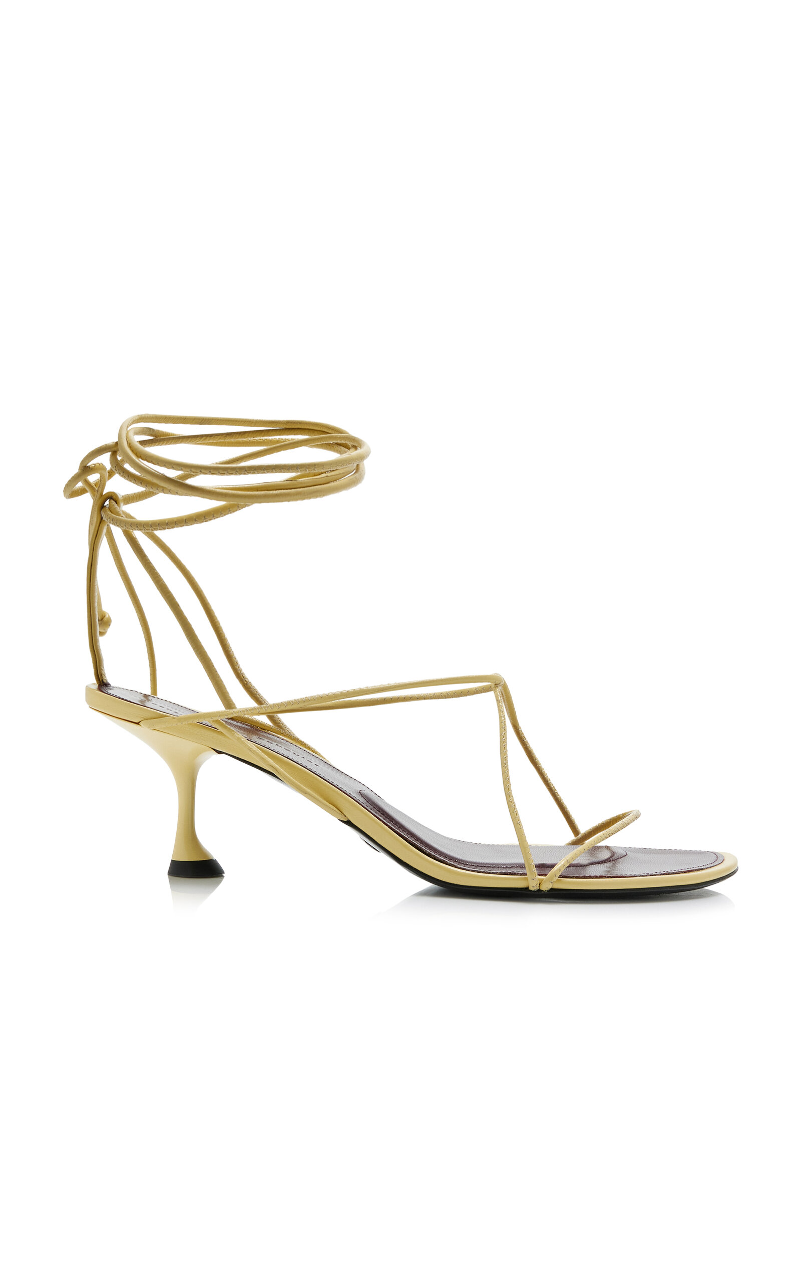 Shop Proenza Schouler Tee Lace-up Leather Sandals In Yellow