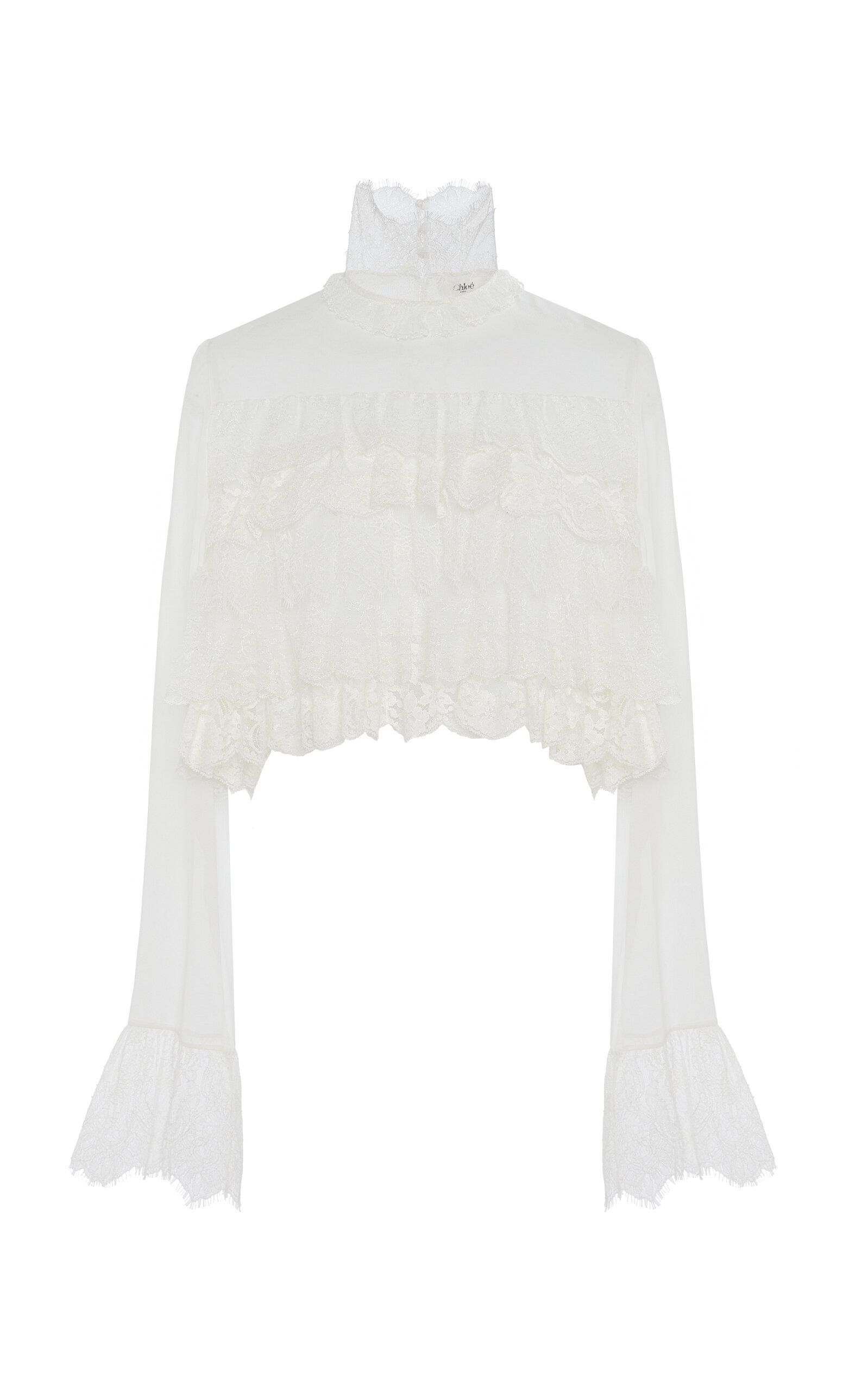 Chloé Cropped Tiered Lace Top