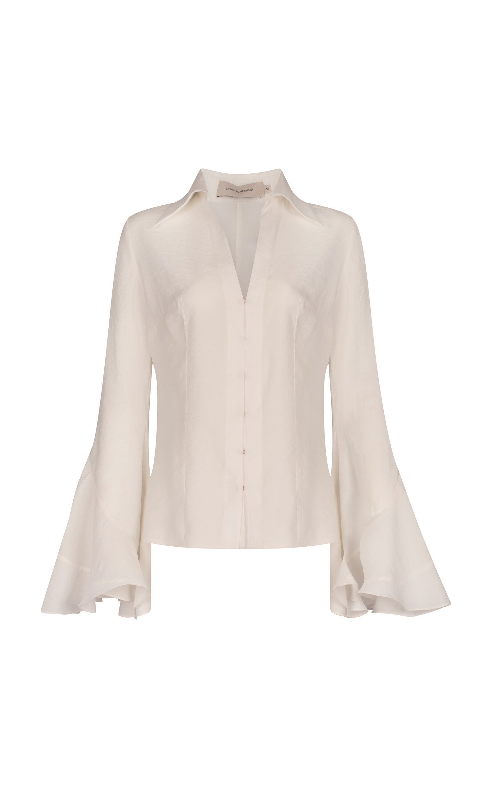 Shop Silvia Tcherassi Reggie Bell-sleeve Shirt In White