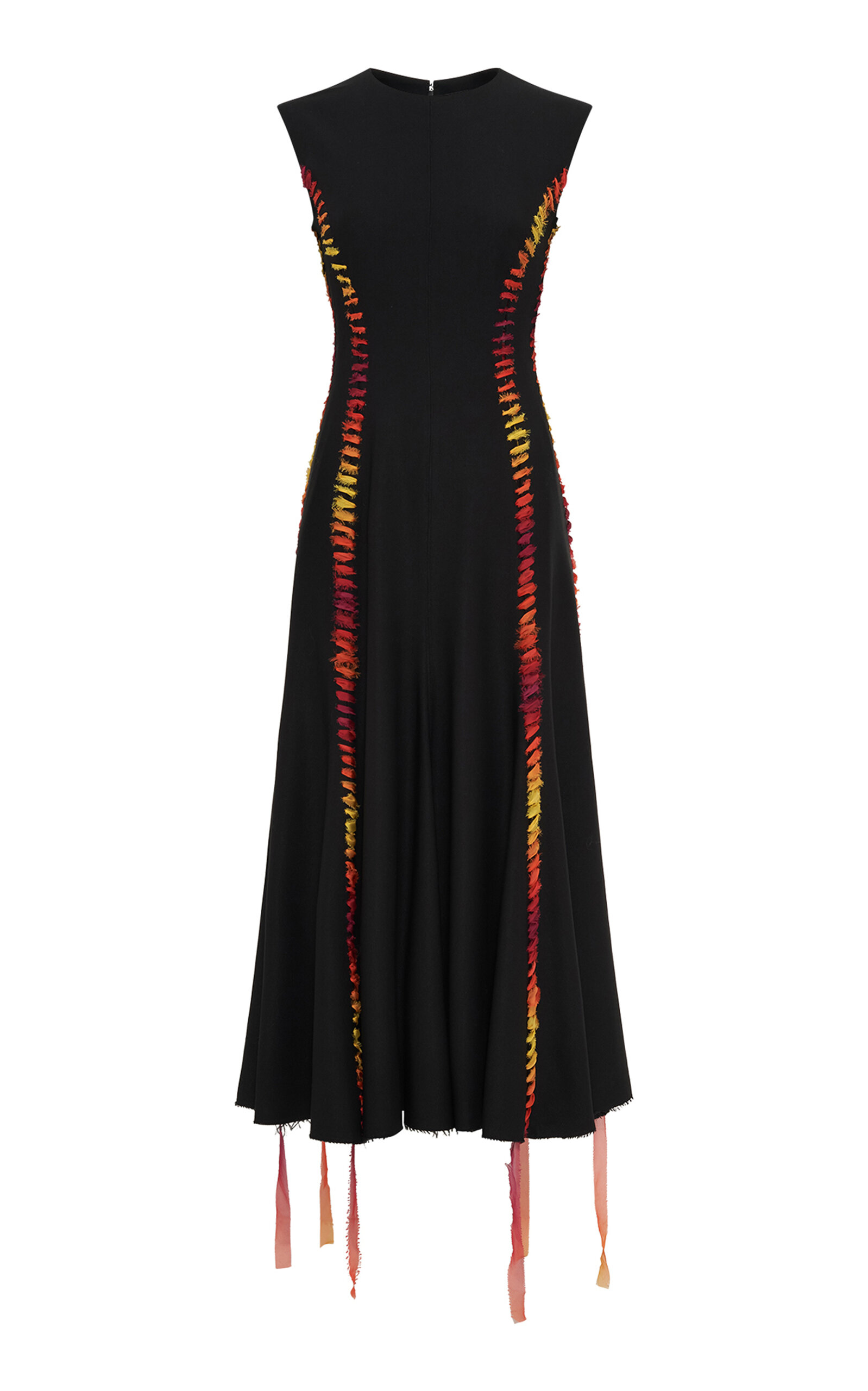 Gabriela Hearst Kendal Ribbon-detailed Wool Midi Dress In Black