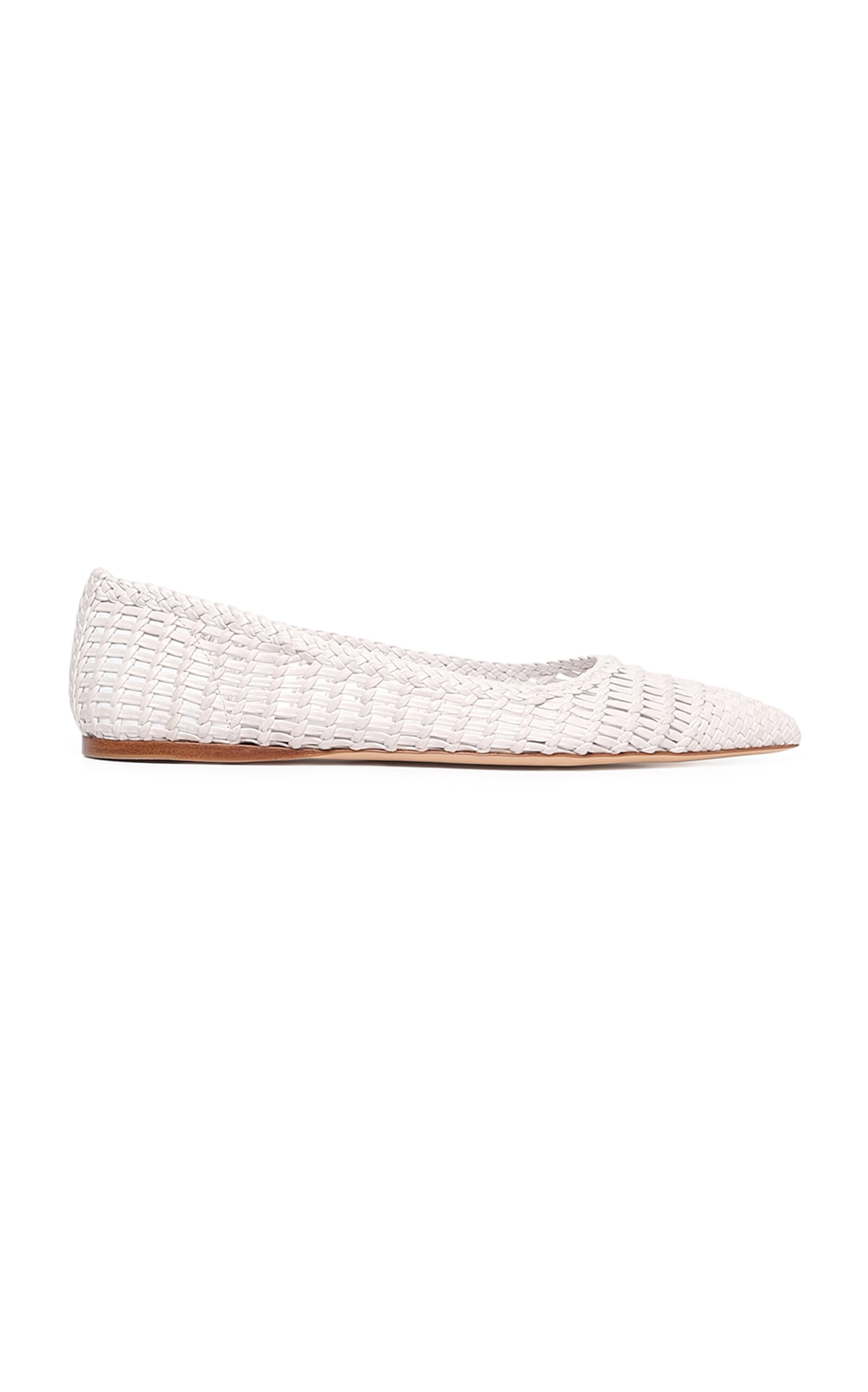 Shop Gabriela Hearst Aurora Woven Leather Flats In White