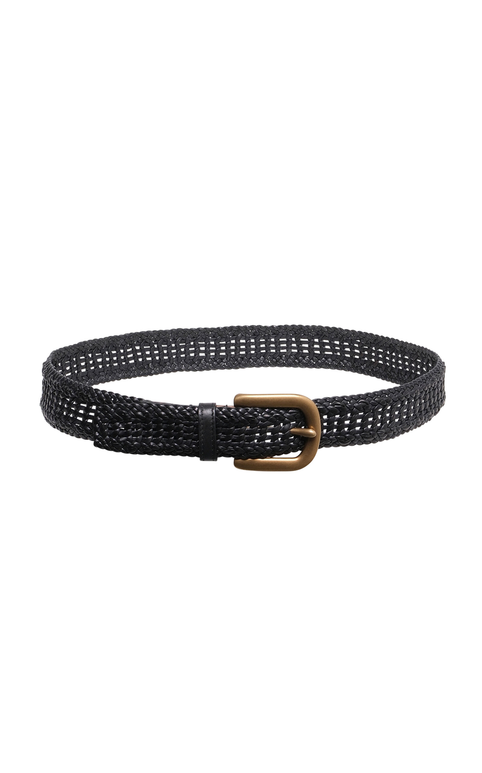 Gabriela Hearst Sam Woven Leather Belt In Black