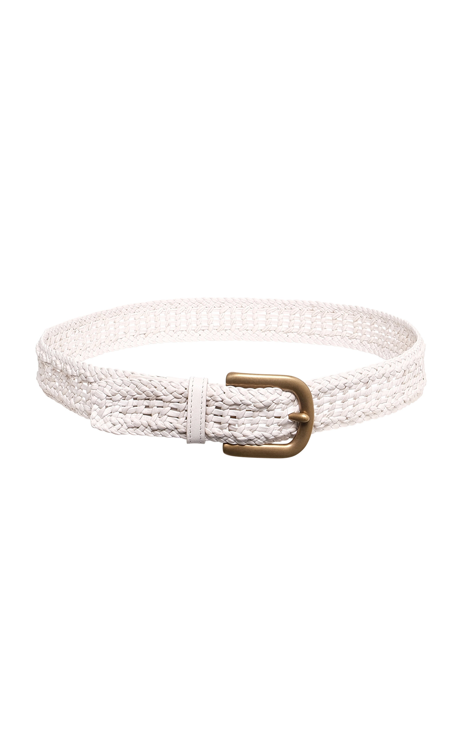 Gabriela Hearst Sam Woven Leather Belt In White