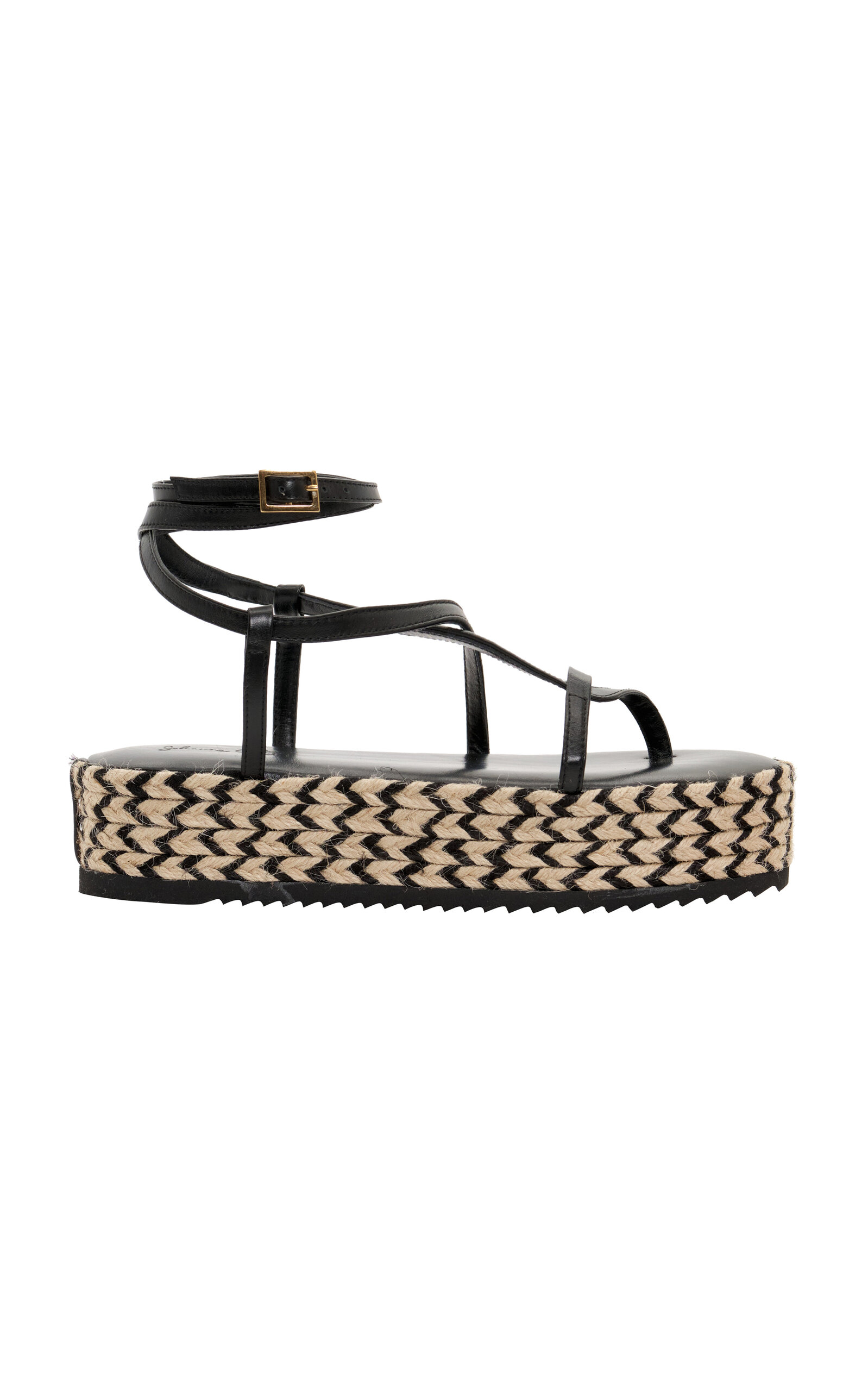 Shop Johanna Ortiz Barbor Leather Platform Sandals In Black