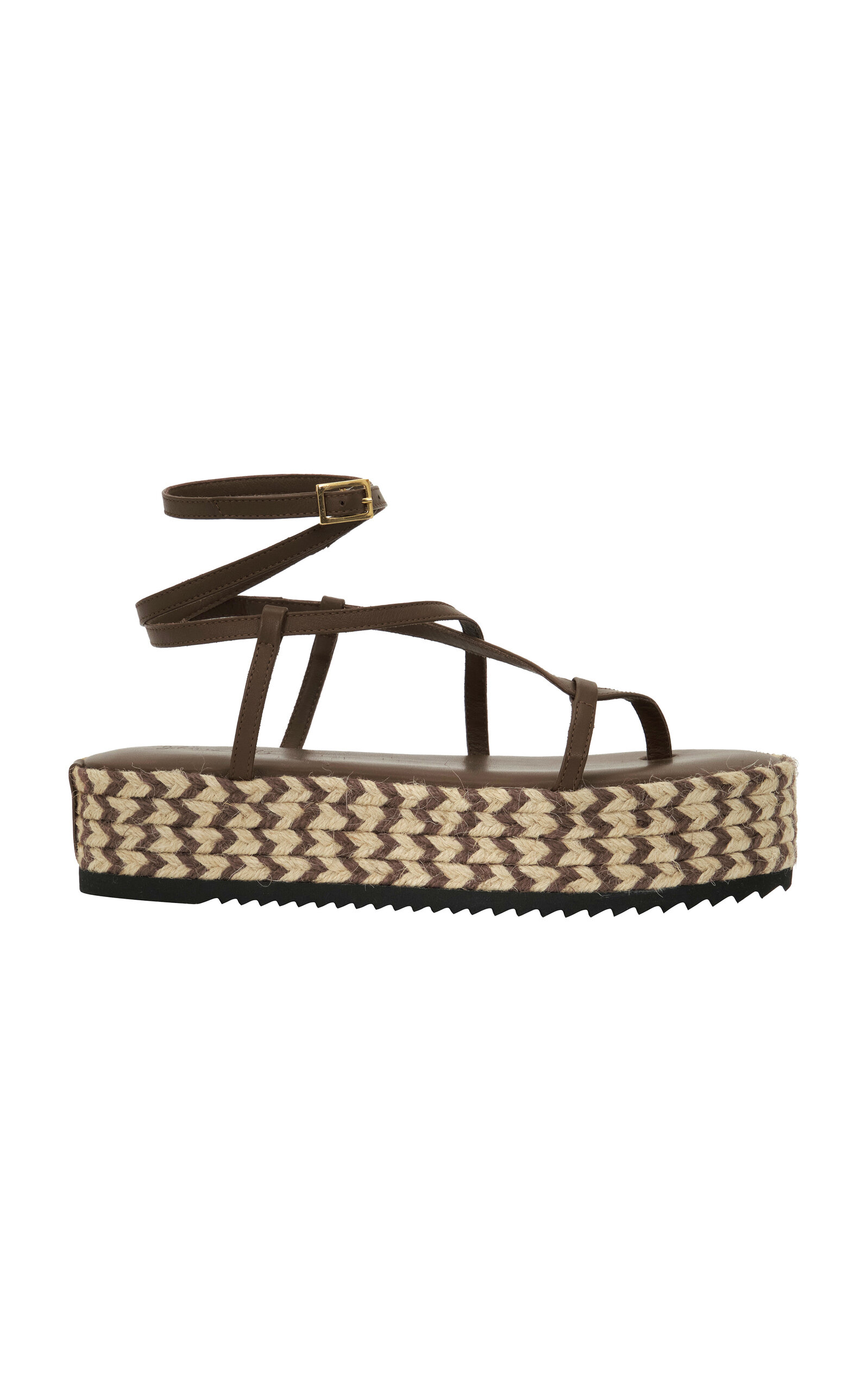 Shop Johanna Ortiz Barbor Leather Platform Sandals In Brown