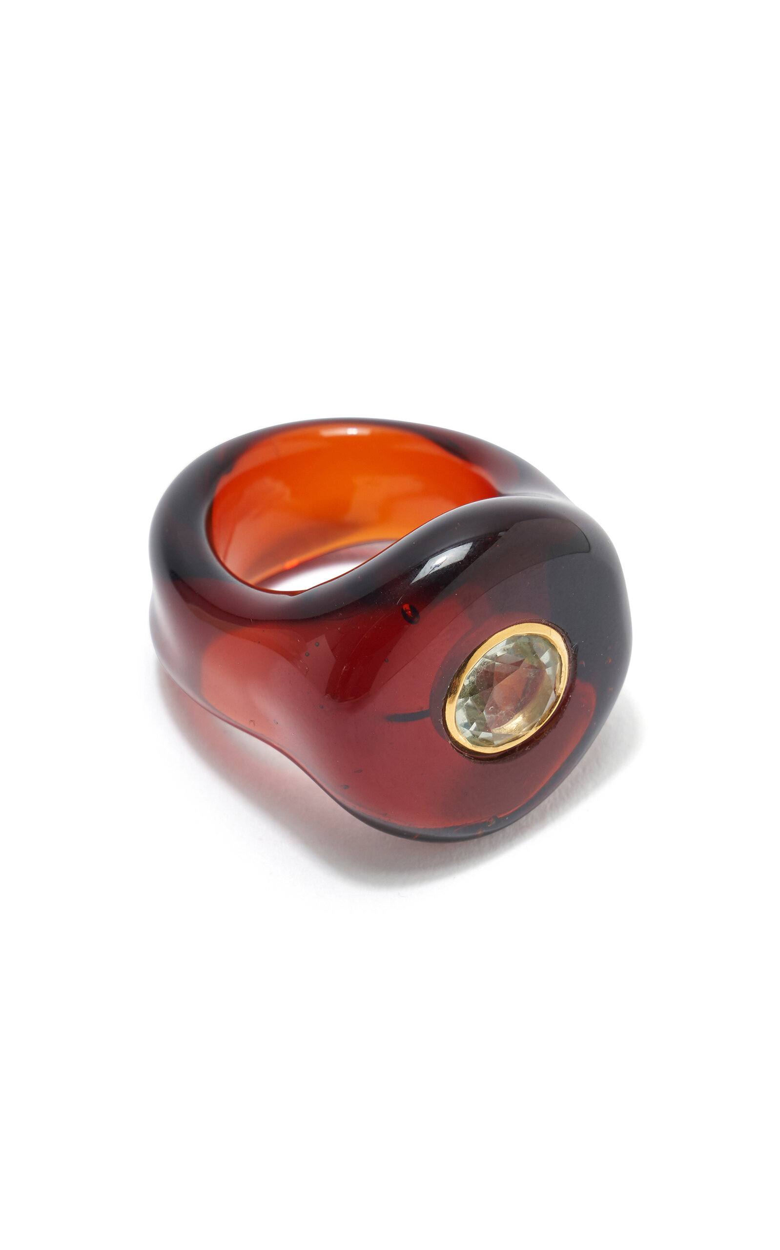 Shop Lizzie Fortunato Halo Glass Ring In Orange