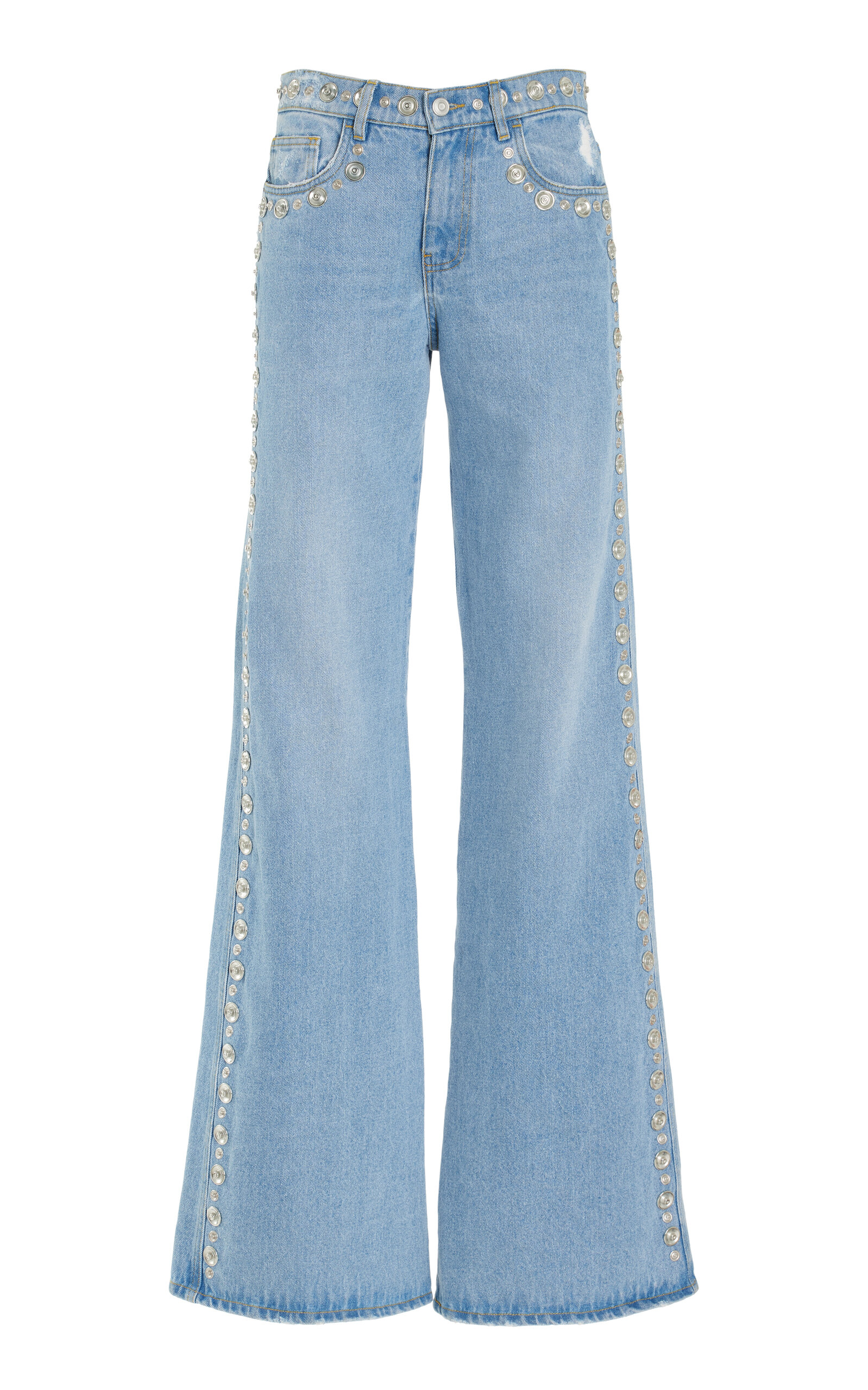 Studded Rigid High-Rise Wide-Leg Jeans