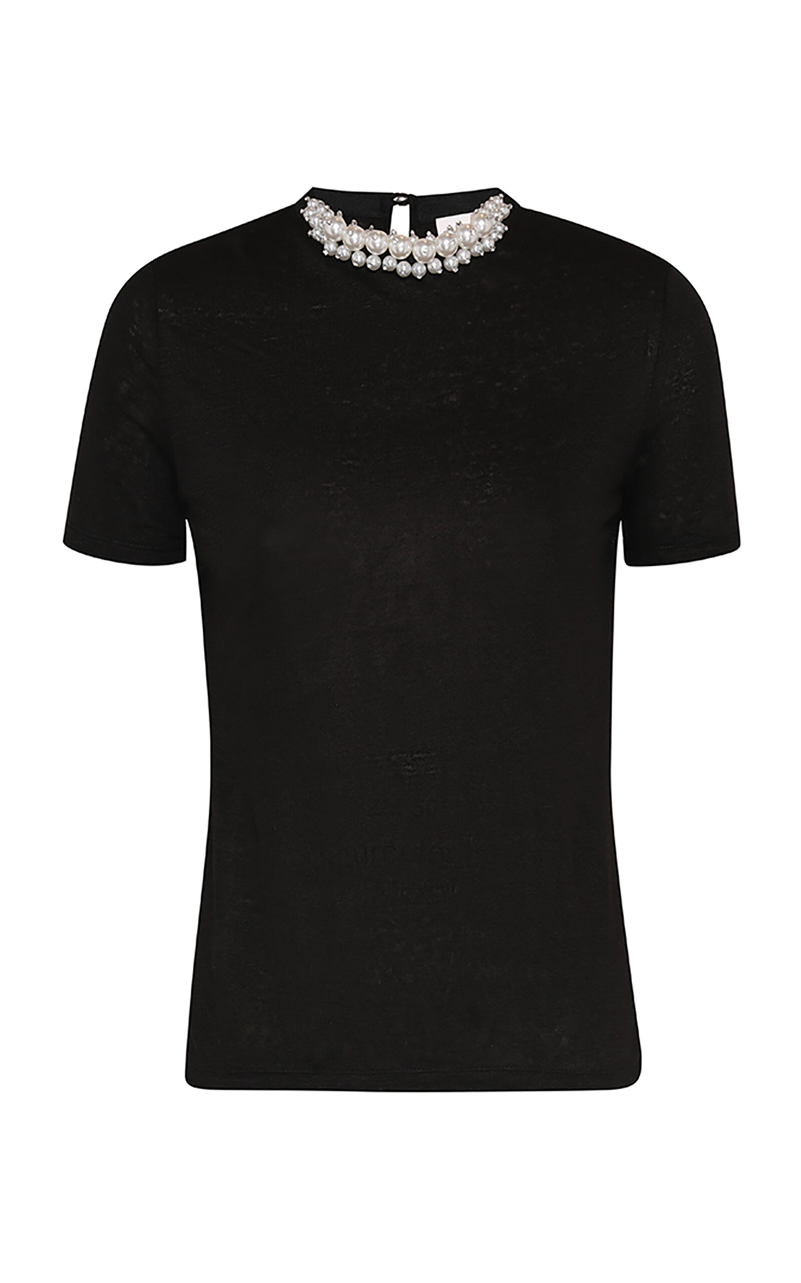 Shop Zimmermann Crush Embellished Linen T-shirt In Black