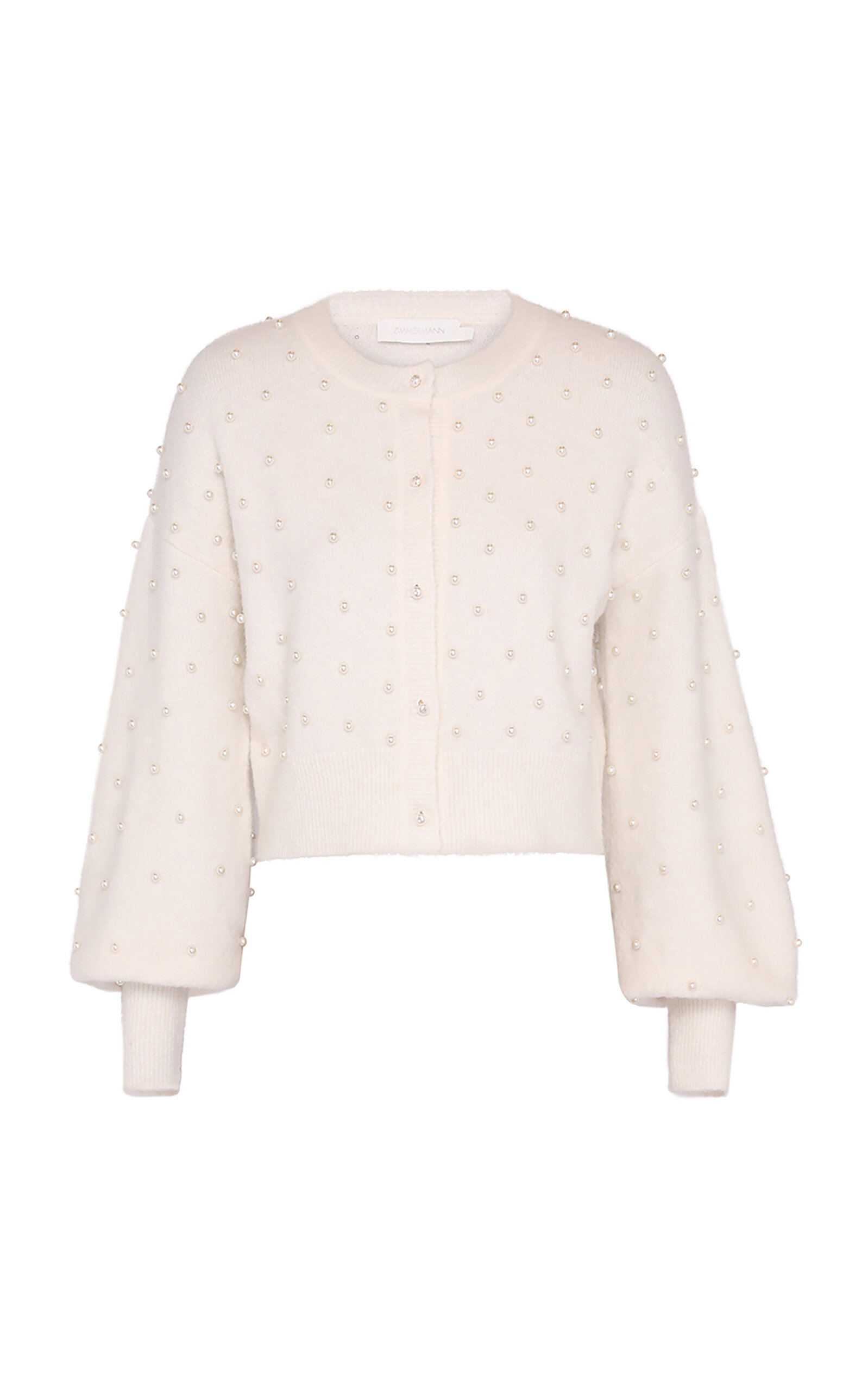 Shop Zimmermann Crush Embellished Knit Alpaca Cardigan In Ivory