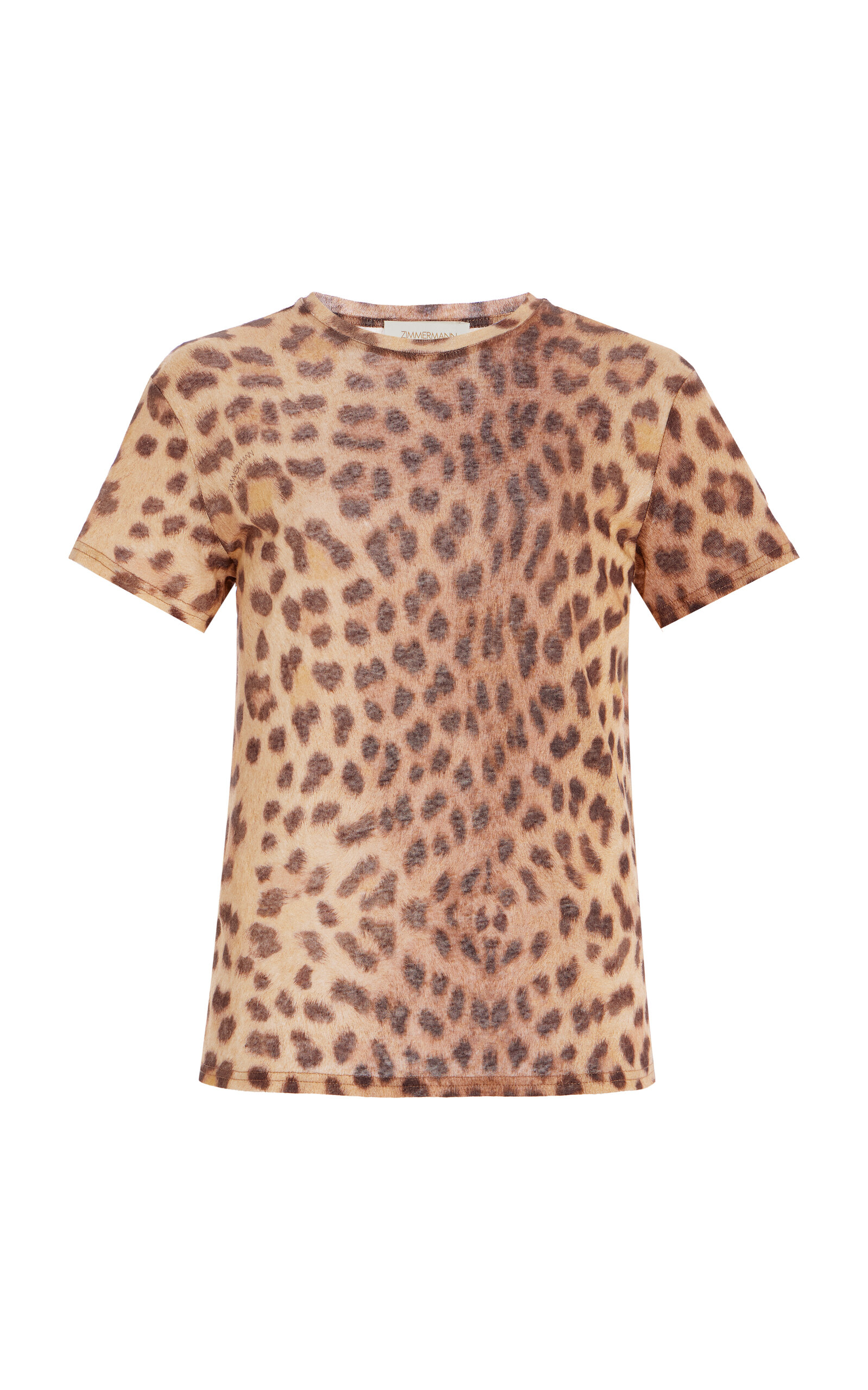 Crush Animal-Print Linen Shrunken T-Shirt