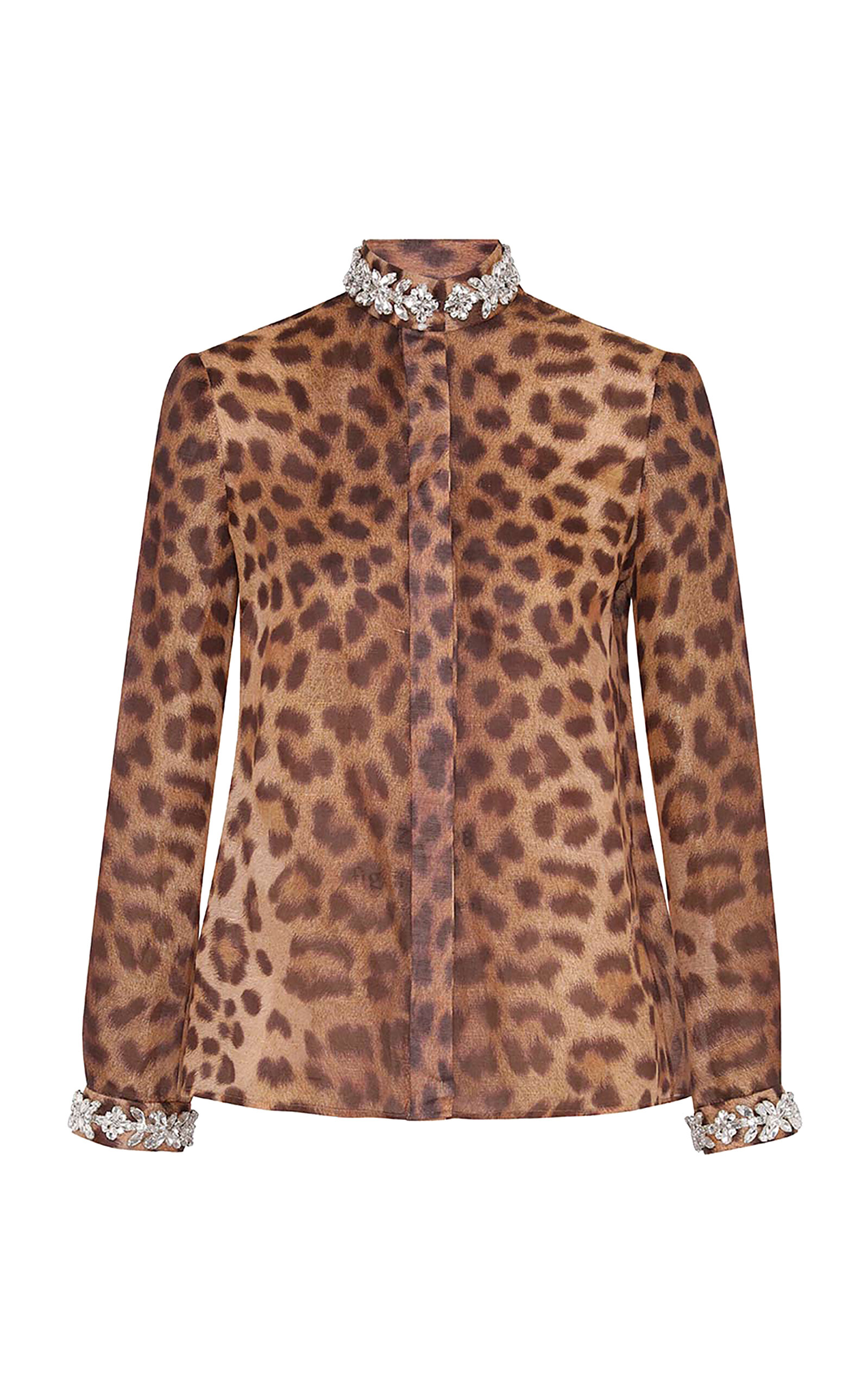 Shop Zimmermann Crush Embellished Animal-print Linen-silk Shirt