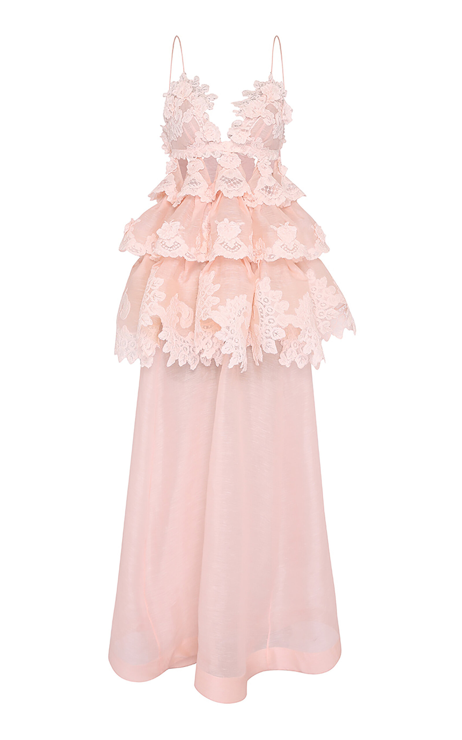 ZIMMERMANN CRUSH EMBROIDERED LINEN-SILK MAXI DRESS 