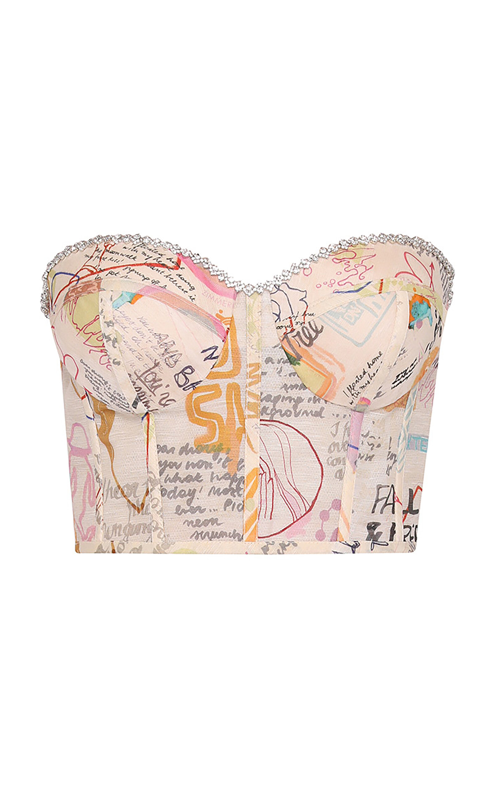 Crush Paneled Linen-Silk Corset Top