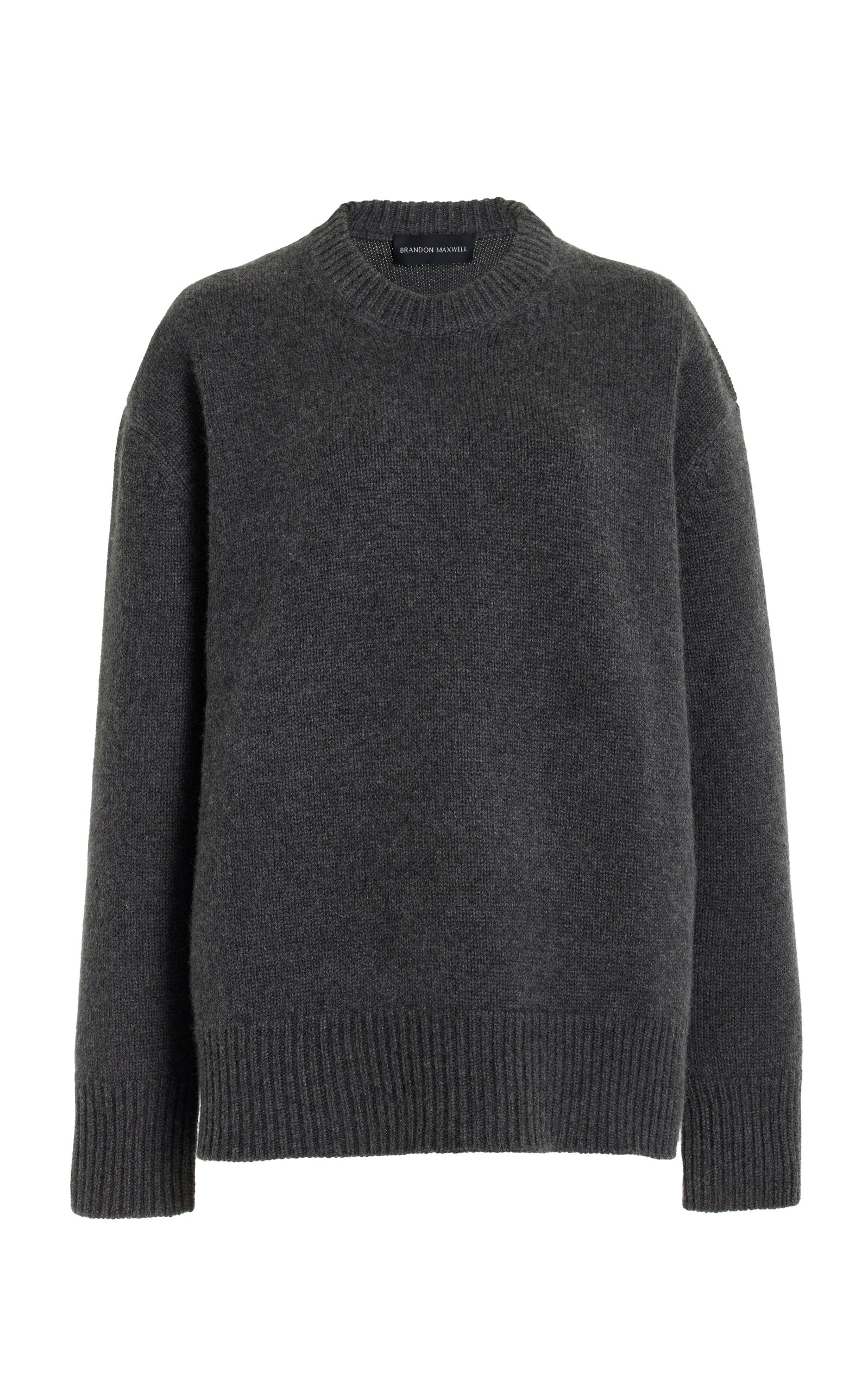 Brandon Maxwell The Joanna Classic Knit Cashmere Sweater In Gray