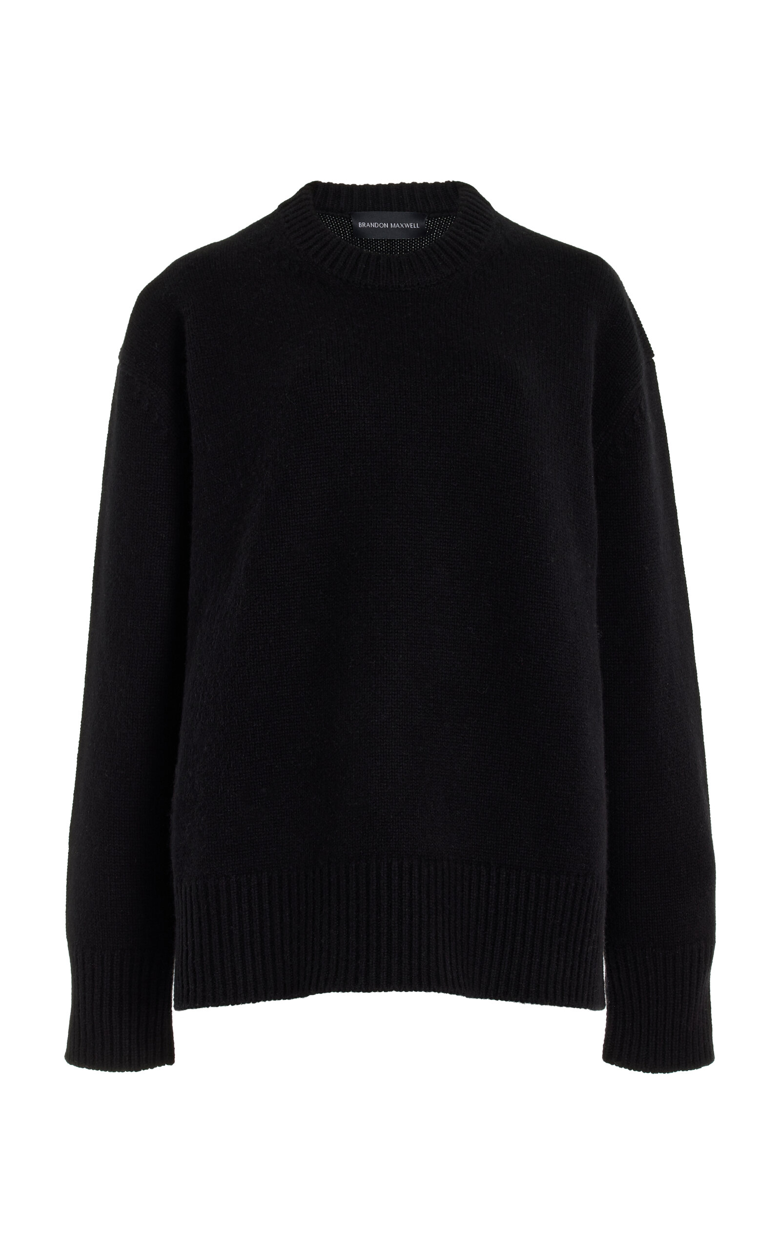 Brandon Maxwell The Joanna Classic Knit Cashmere Sweater In Black