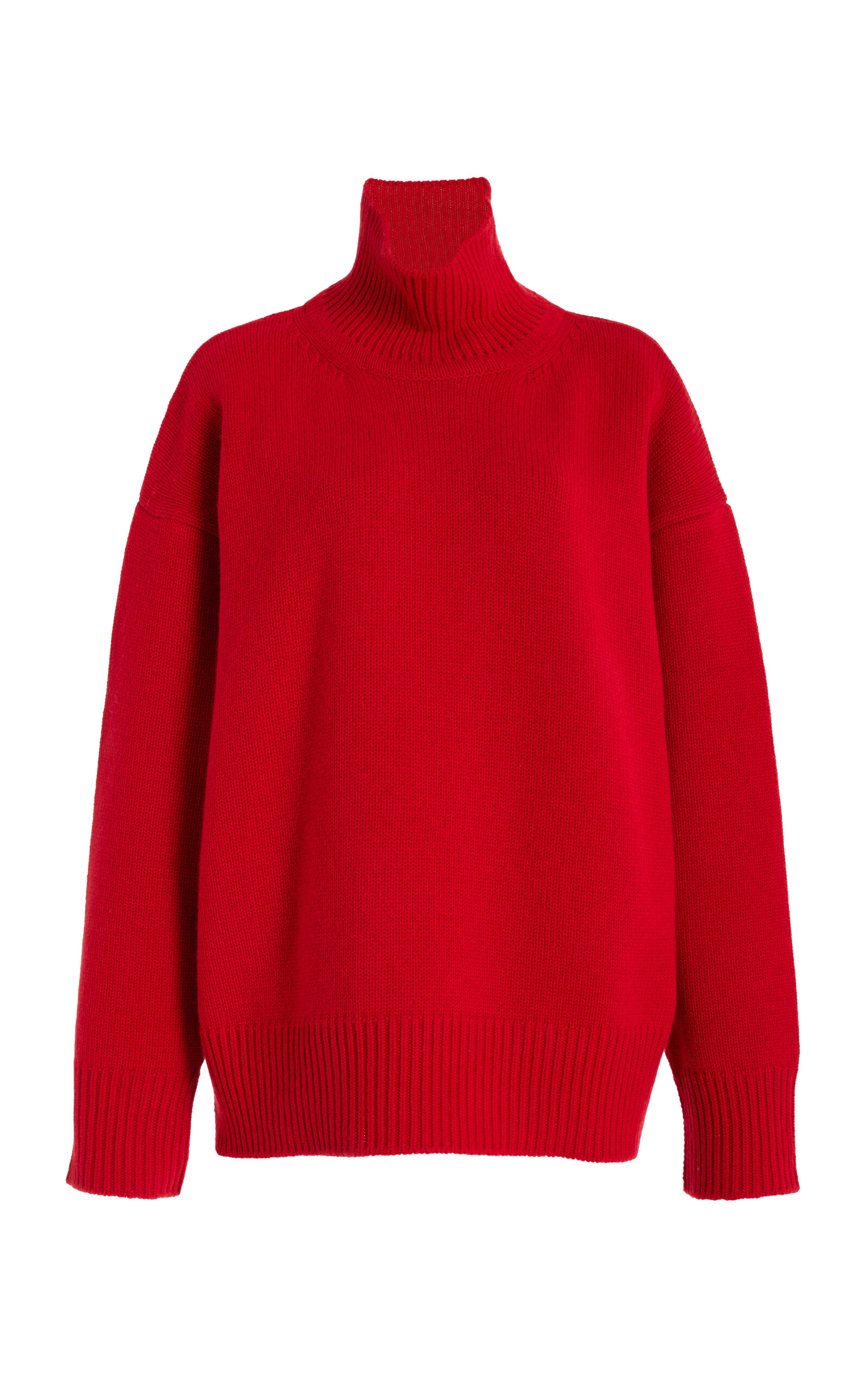 Brandon Maxwell The Ellen Classic Knit Cashmere Turtleneck Sweater In Red