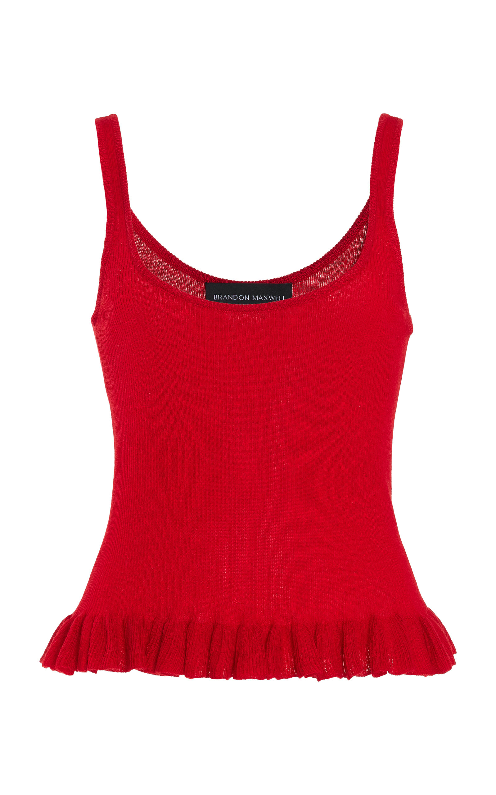 Brandon Maxwell The Phoebe Ruffled Cashmere Tank Top In Red