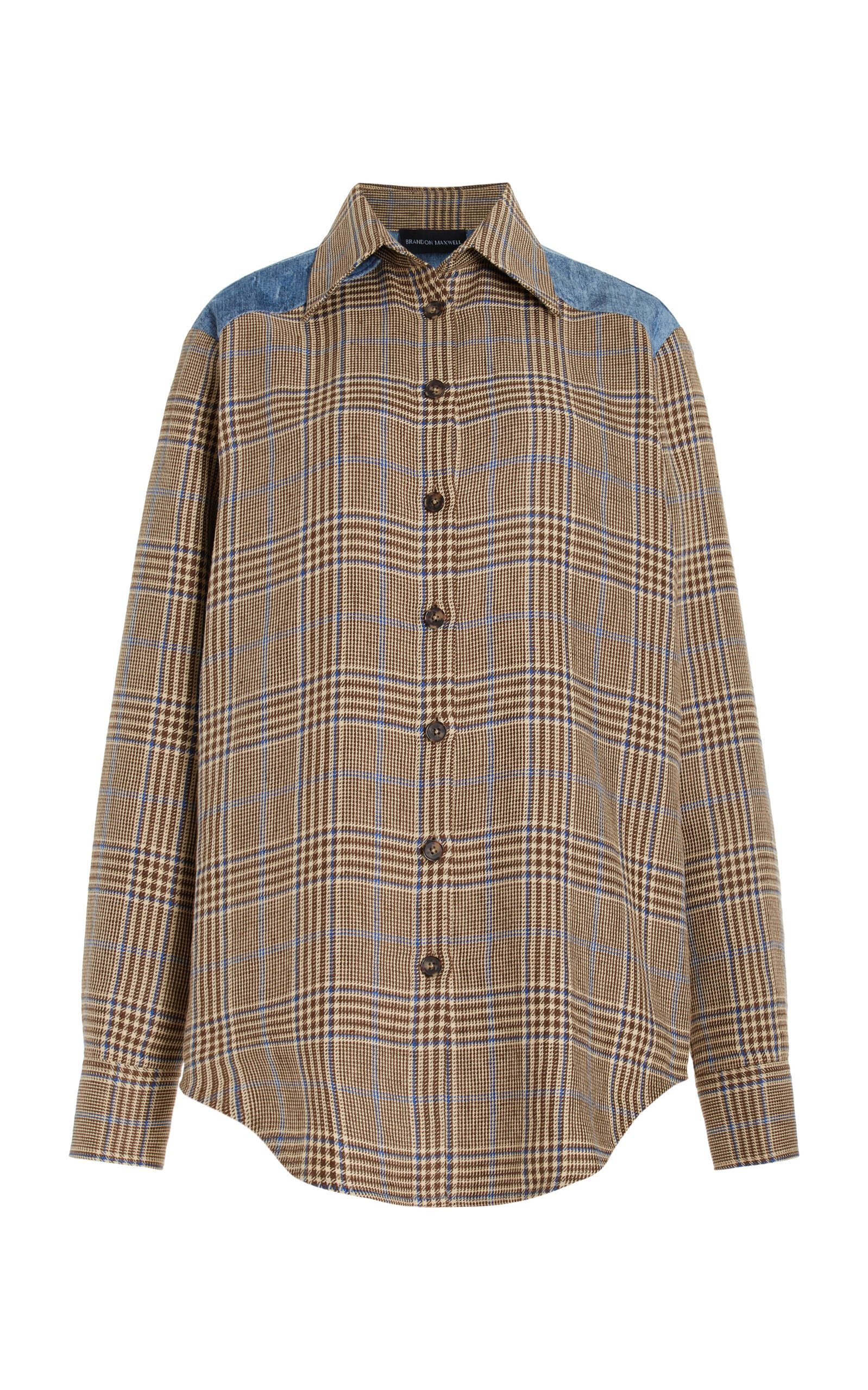 Brandon Maxwell The Vince Western-yoked Plaid Cotton Shirt In Brown