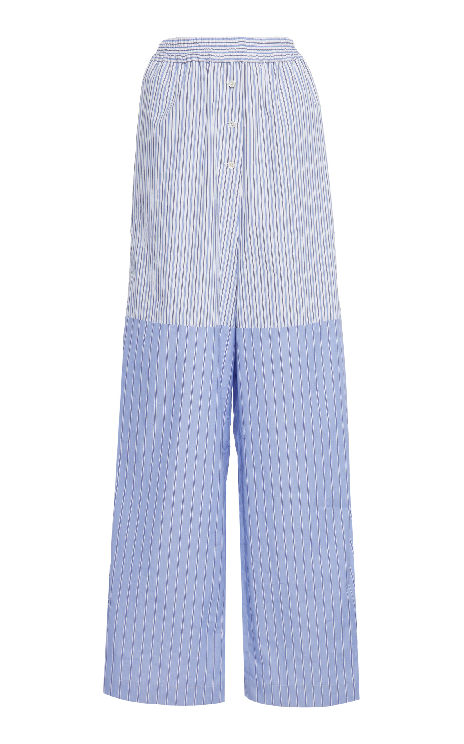 STELLA MCCARTNEY MIXED-STRIPE COTTON WIDE-LEG PANTS 