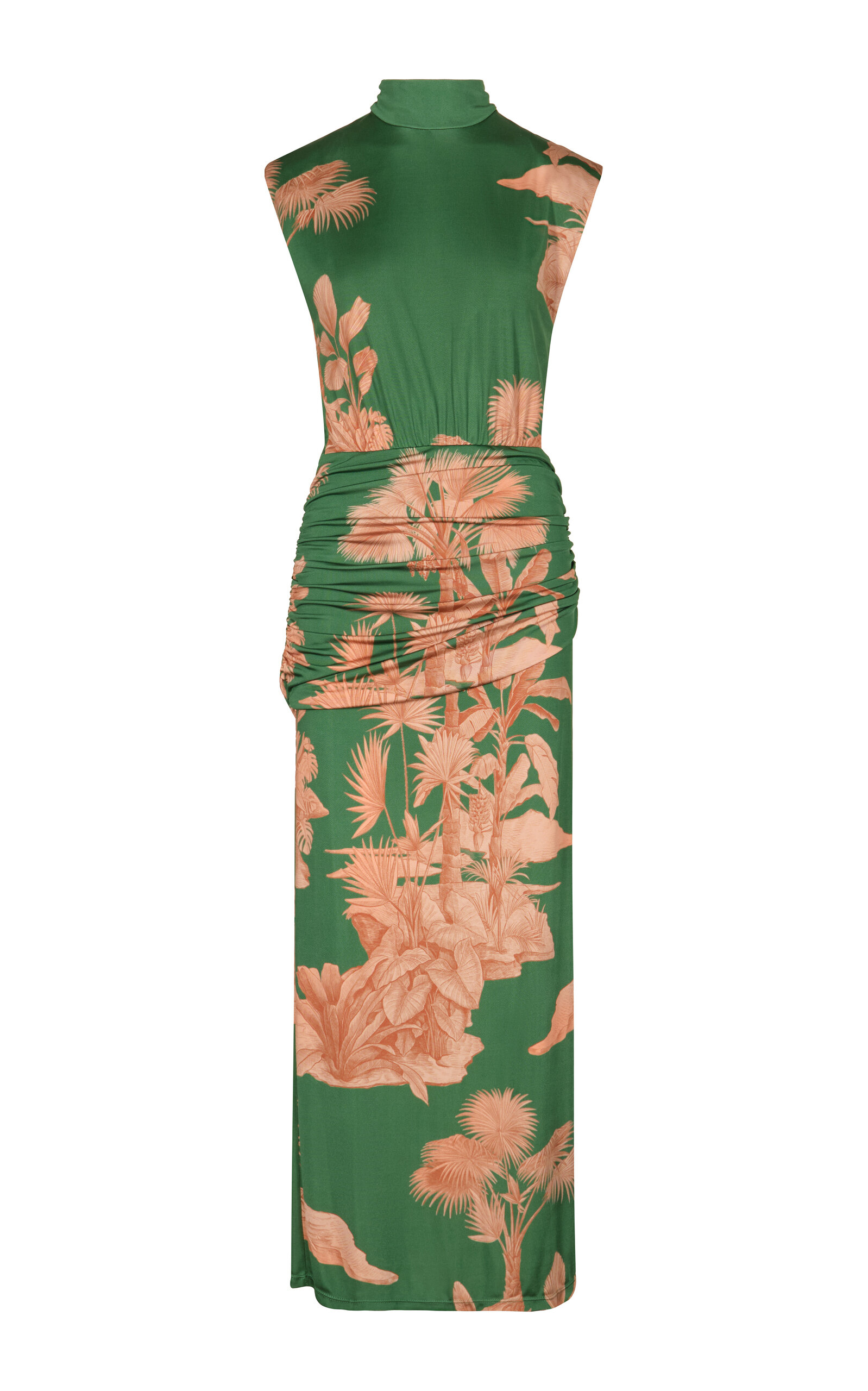 Johanna Ortiz Finding The Way Ruched Sleeveless Maxi Dress In Green