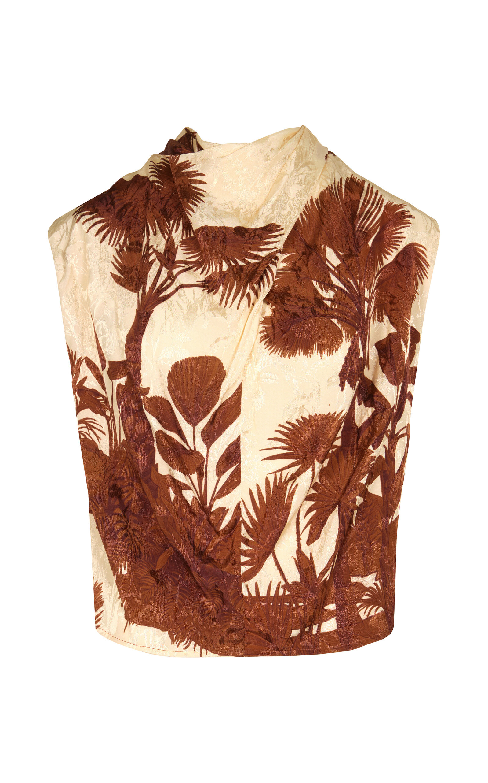 Shop Johanna Ortiz Island Stories Cowl-neck Top In Brown