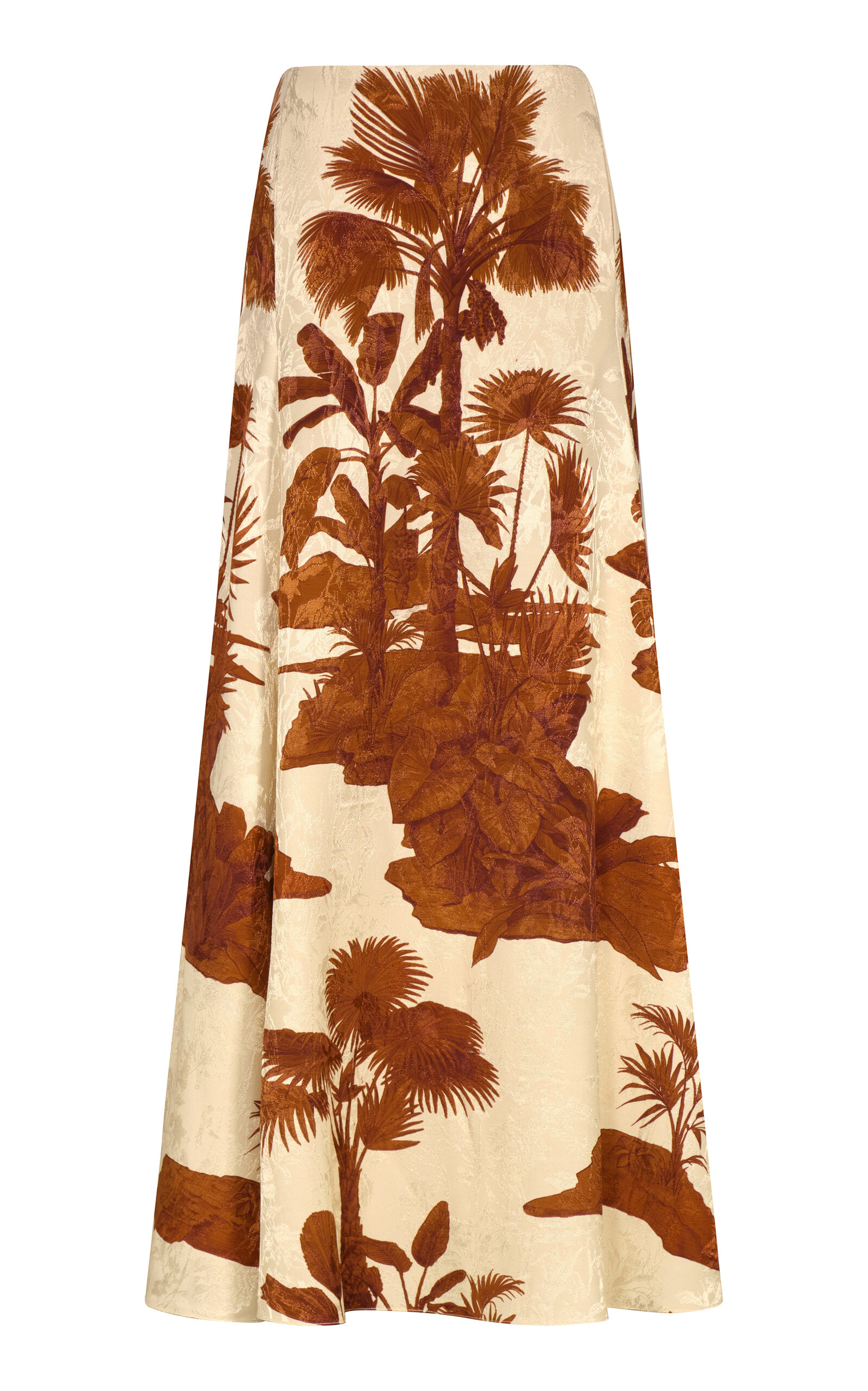 Shop Johanna Ortiz Encanto De Isla Flared Midi Skirt In Brown