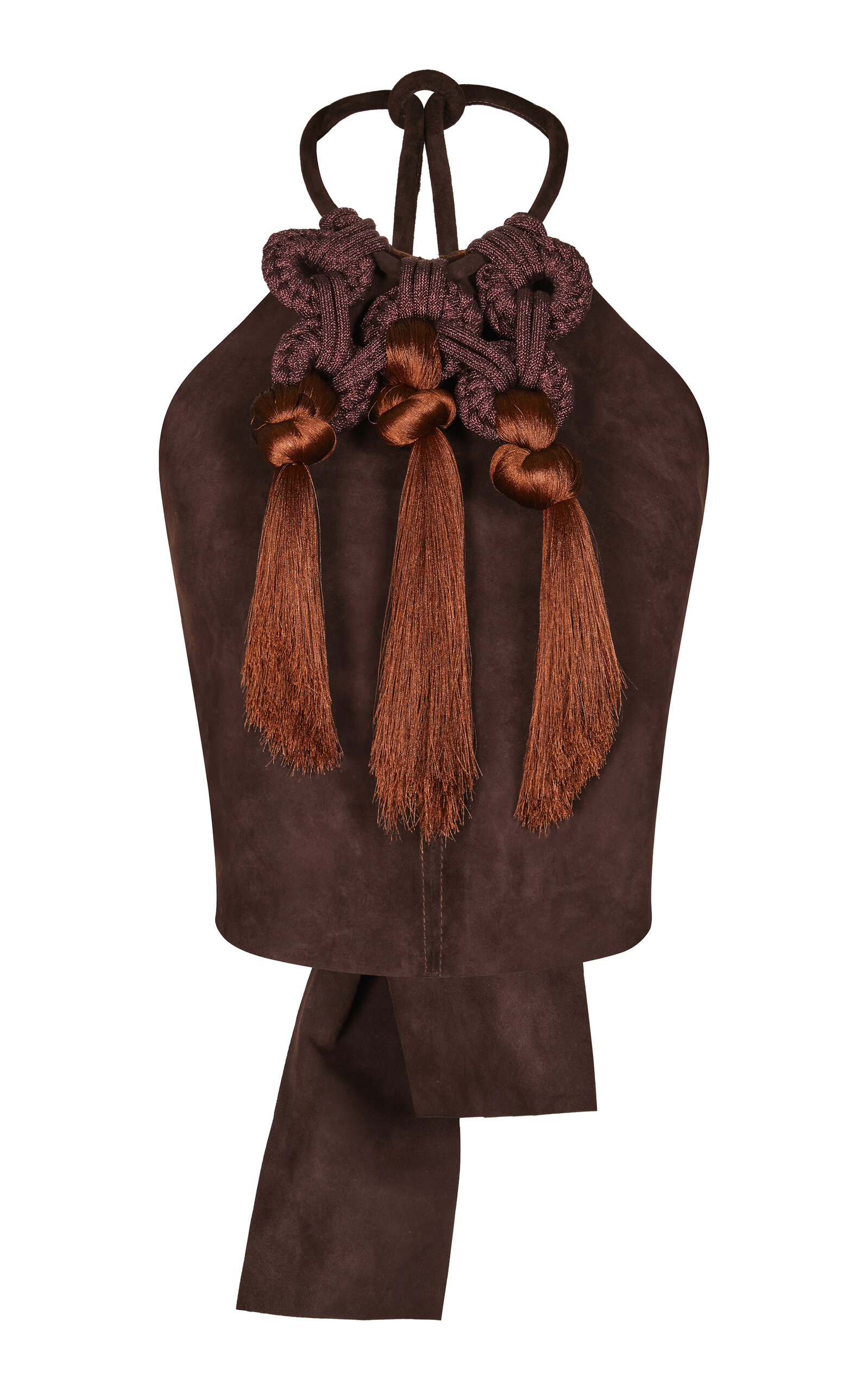 Shop Johanna Ortiz Chocolate Kell Knot Suede Top In Brown