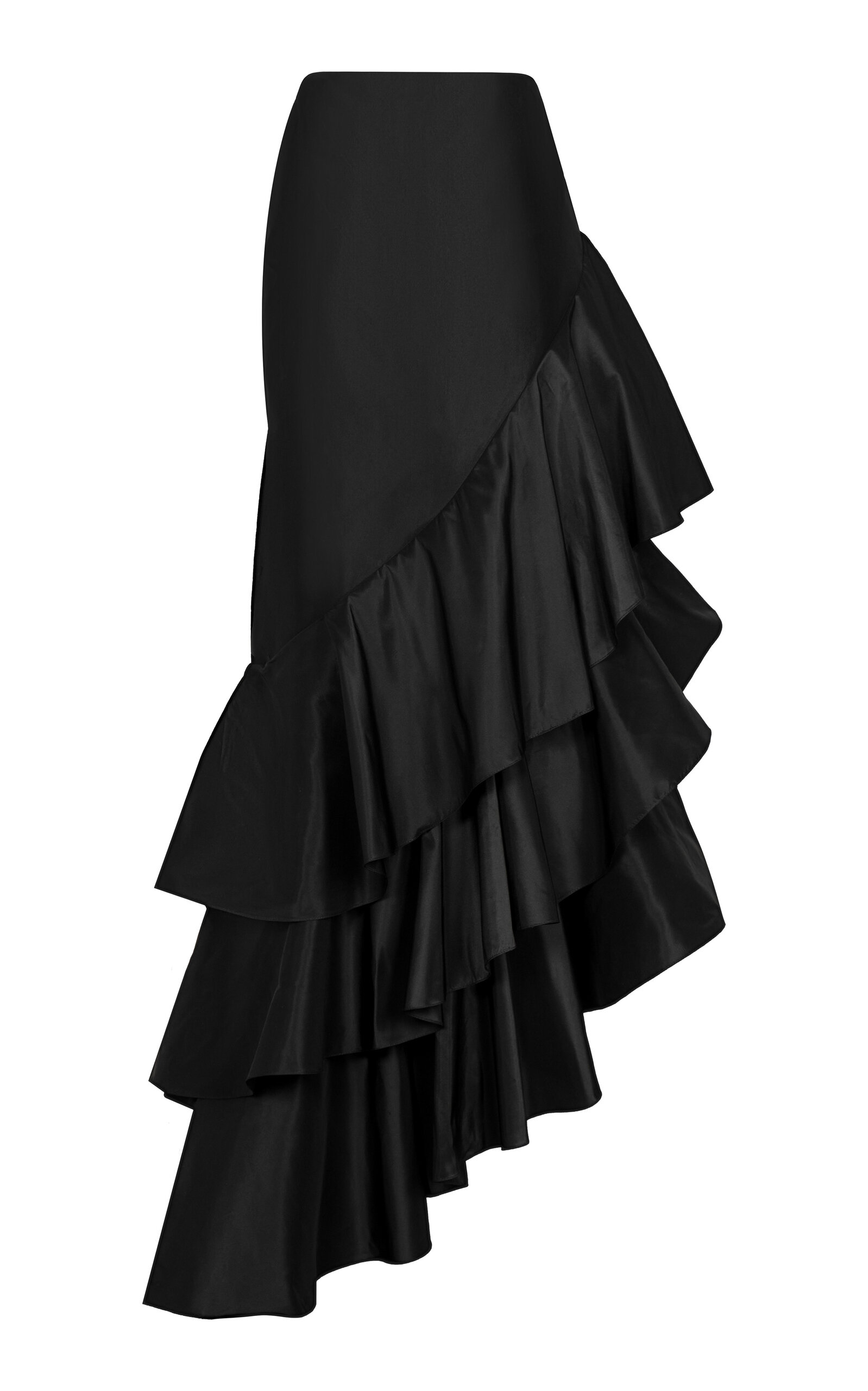 Shop Johanna Ortiz Spirit Of Exploration Ruffled Silk Maxi Skirt In Black