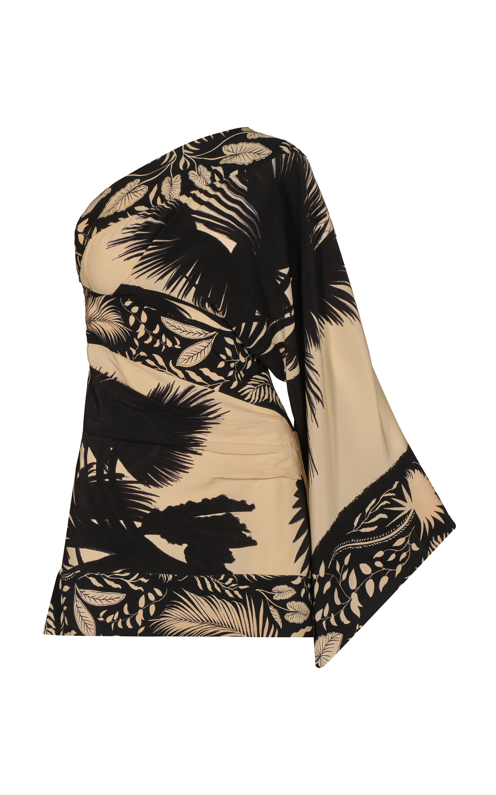 Shop Johanna Ortiz Forest One-shoulder Silk Mini Dress In Neutral