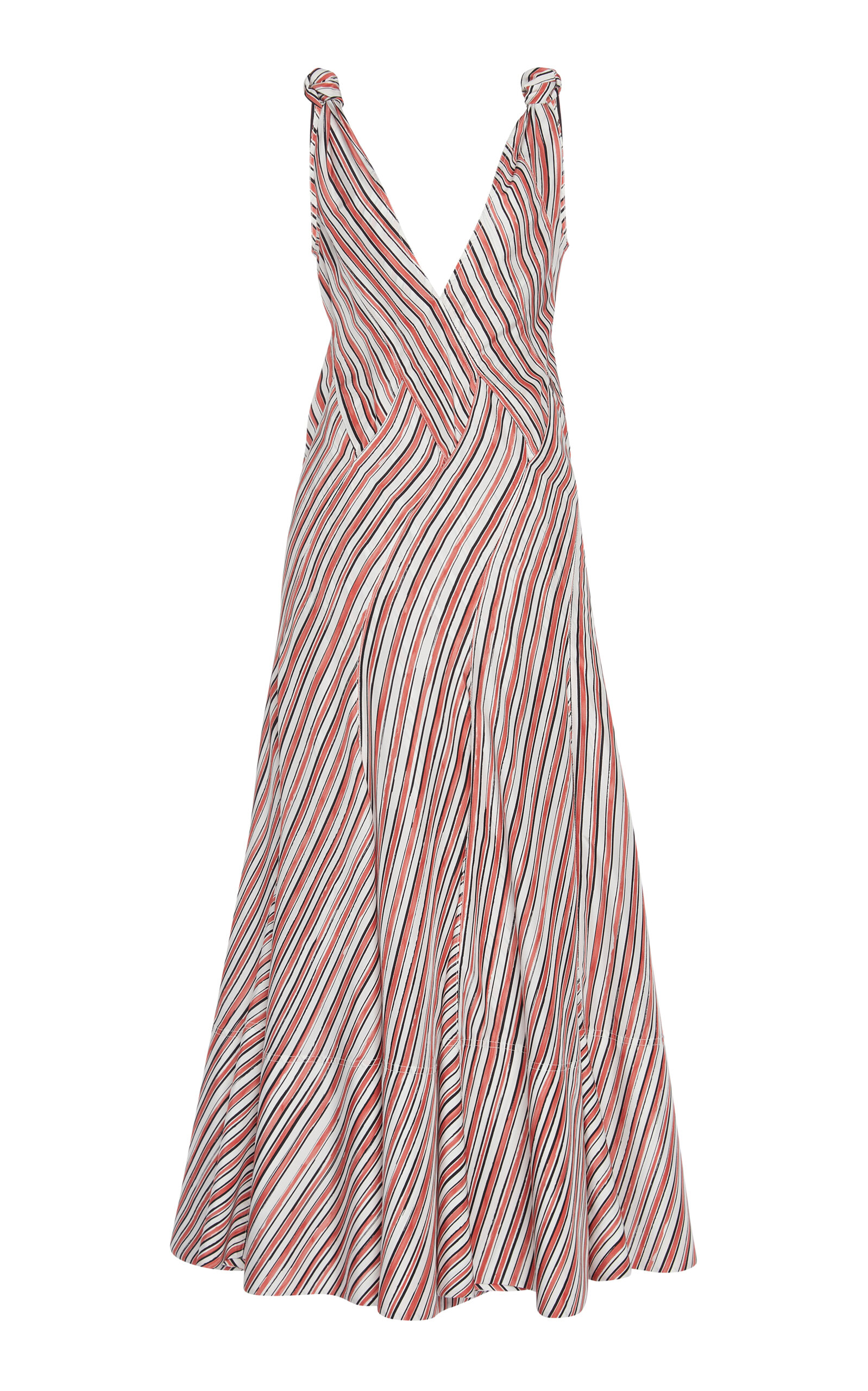 Striped Habotai Silk Gown