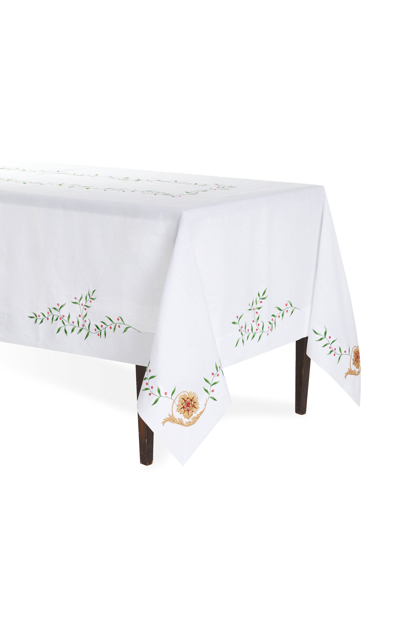 Shop Moda Domus Hand-painted And Emboirdered Linen Tablecloth In Multi