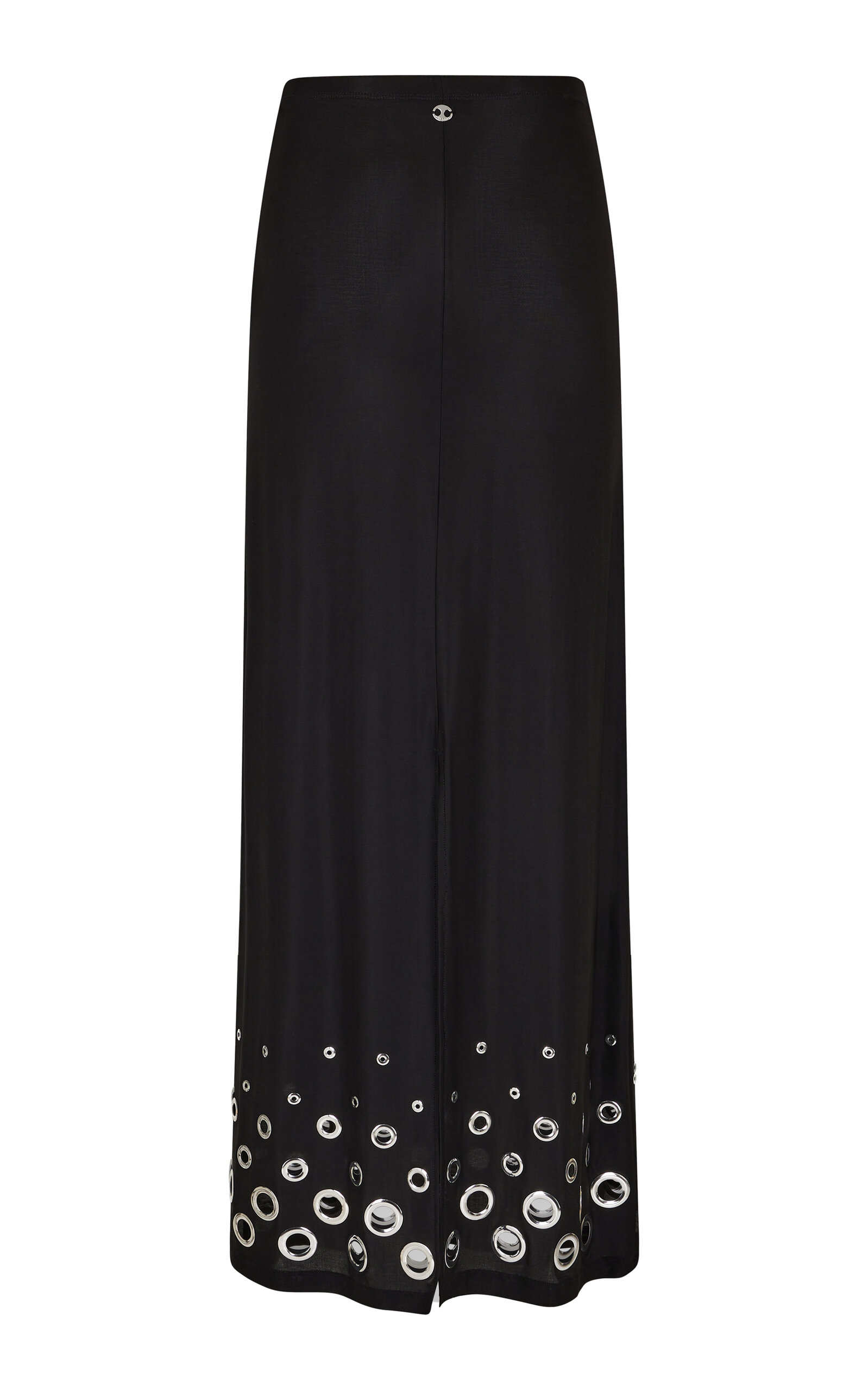 Shop Rabanne Eyelet-detailed Cupro Maxi Skirt In Black