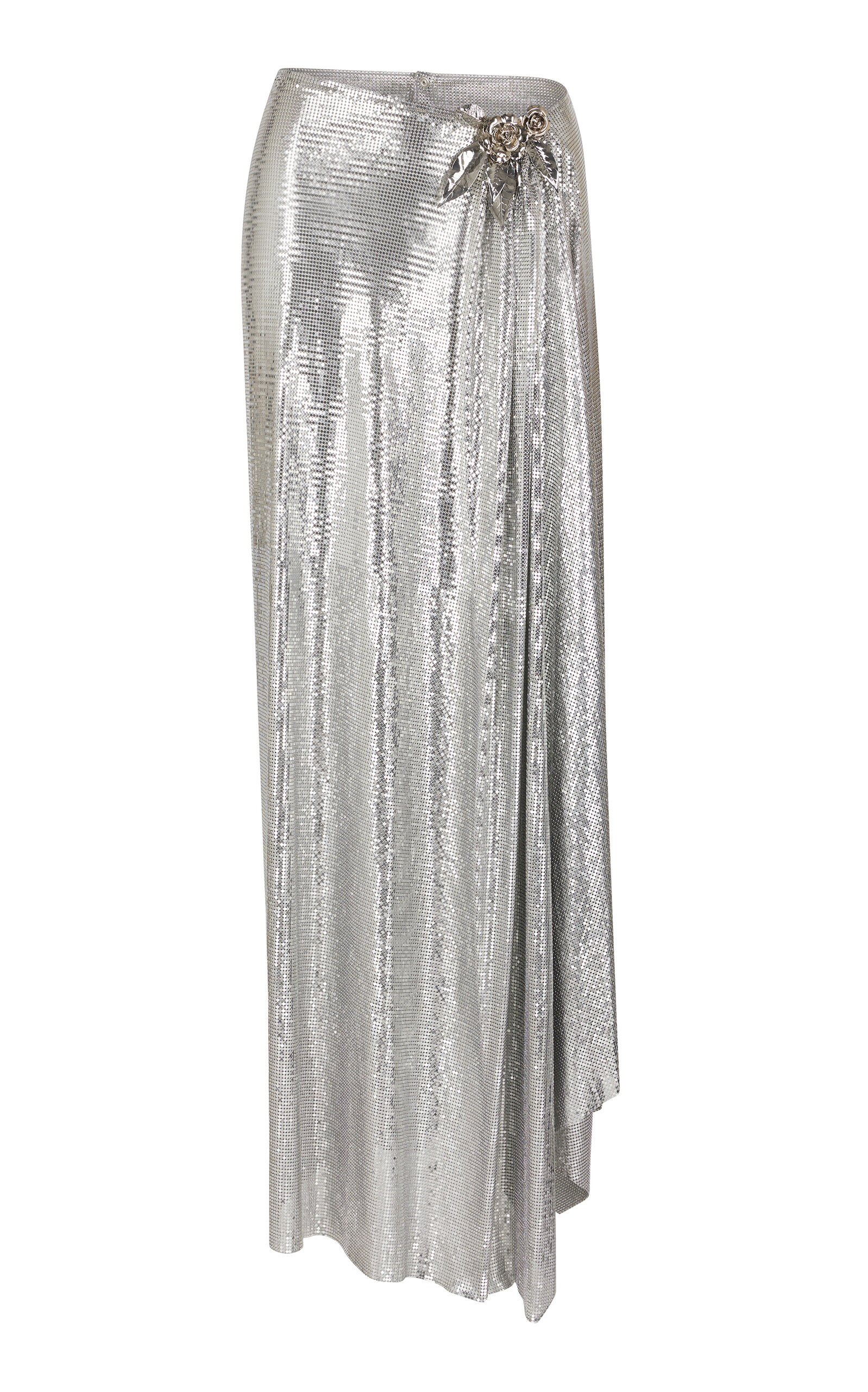 Metallic Mesh Midi Skirt