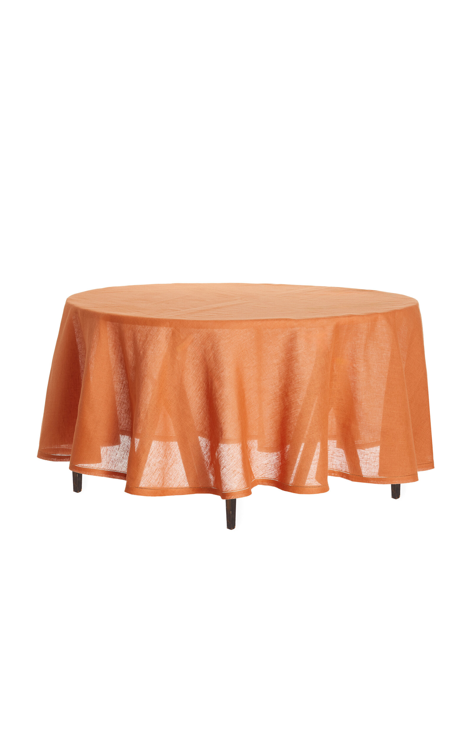 Shop Moda Domus Round Linen Tablecloth In Orange