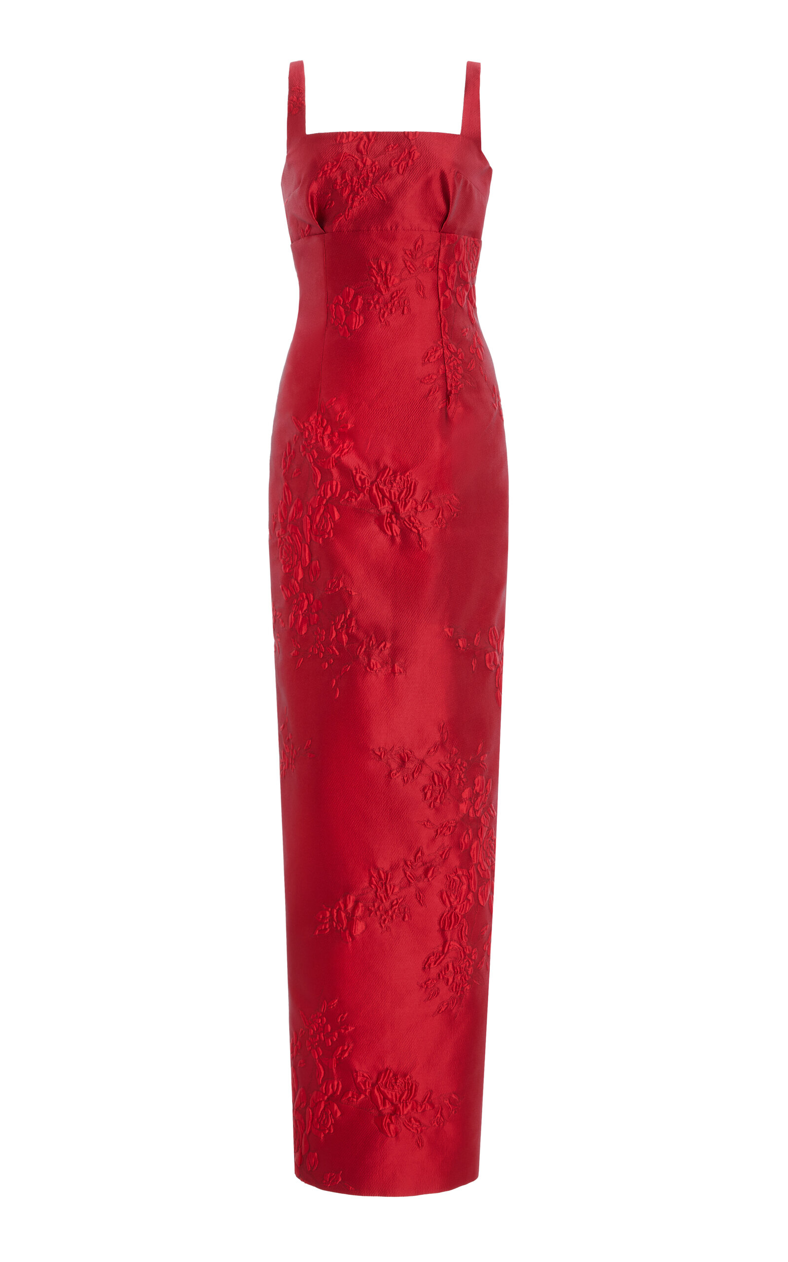 Shop Emilia Wickstead Micheline Embossed Jacquard Maxi Dress In Red